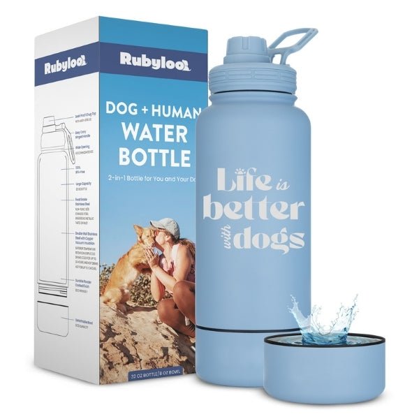Dog + Human Water Bottle with Detachable Dog Bowl Water Bottle - Lazy Paper Club
