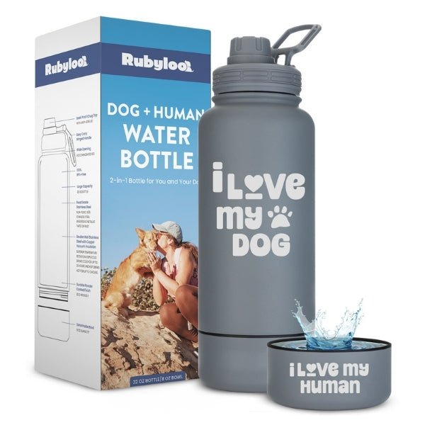 Dog + Human Water Bottle with Detachable Dog Bowl Water Bottle - Lazy Paper Club