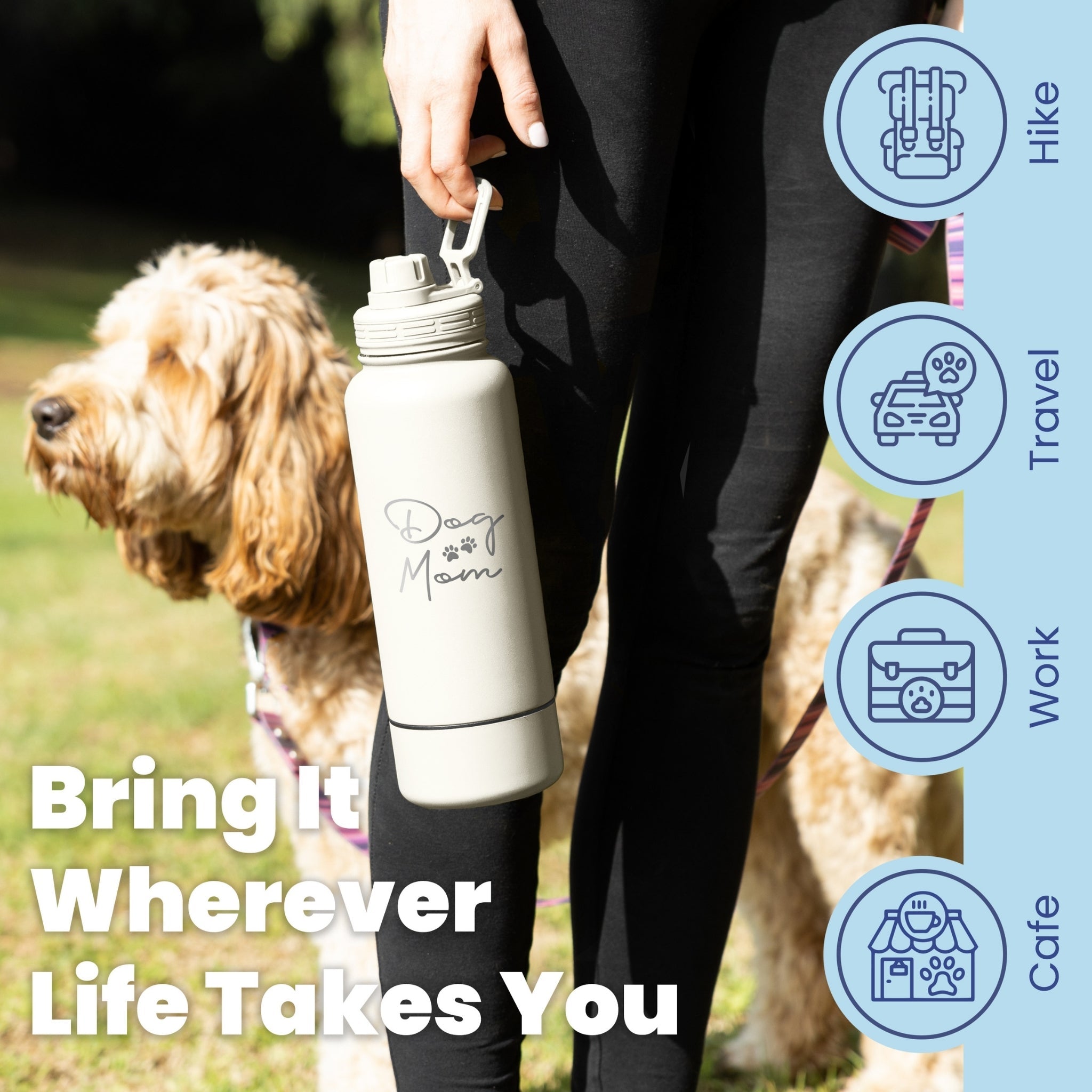 Dog + Human Water Bottle with Detachable Dog Bowl Water Bottle - Lazy Paper Club