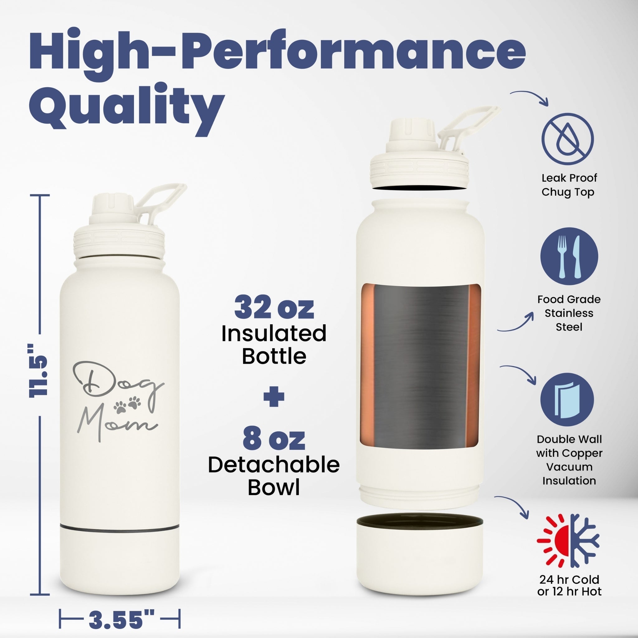 Dog + Human Water Bottle with Detachable Dog Bowl Water Bottle - Lazy Paper Club