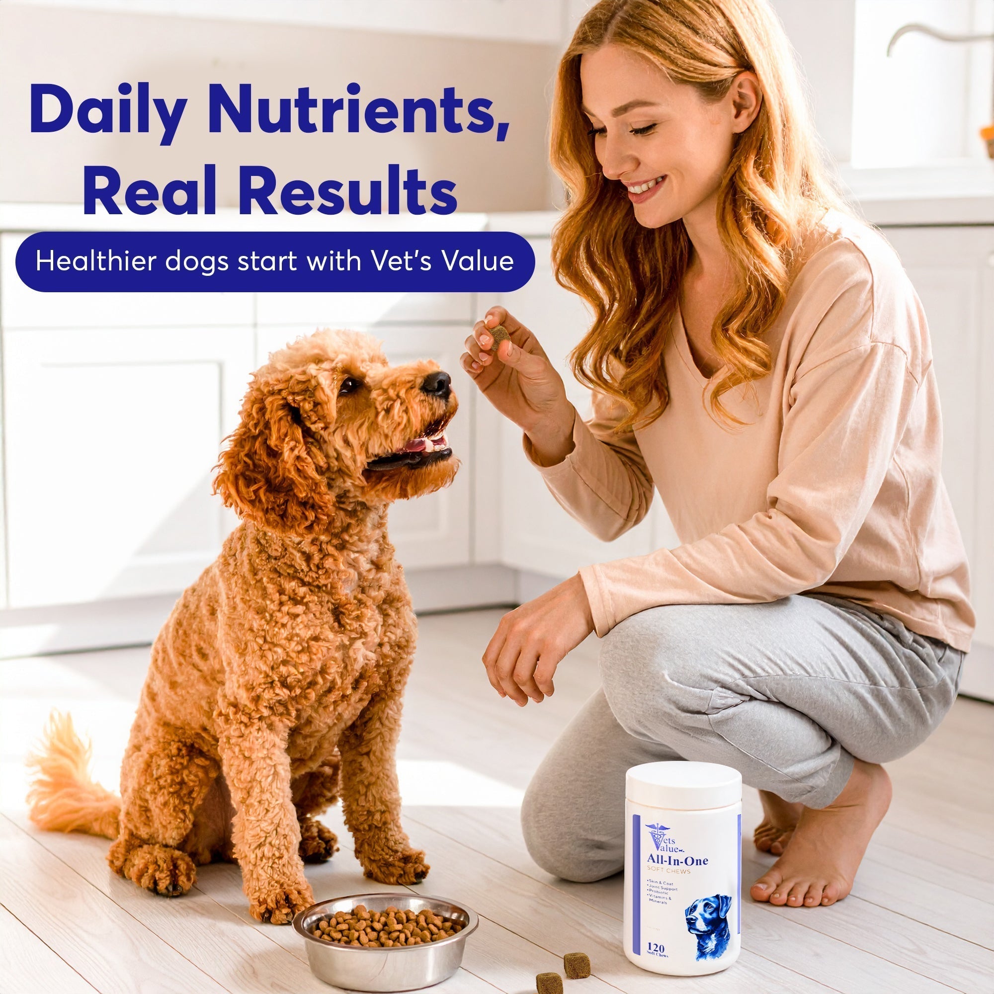 Dog Multivitamin Chews (120 Soft Chews) - All-in-One Vitamins for Dogs of All Ages, Sizes & Breeds | Supports Immunity, Digestive Health, Skin, Coat Joint Health with Glucosamine, Omega Fatty Acids - Lazy Paper Club