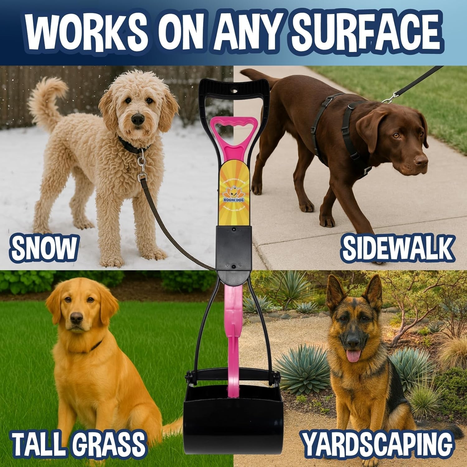 Dog Pooper Scooper Kit with Waste Bags & Holder Long Handle Cleanup Set - Lazy Paper Club