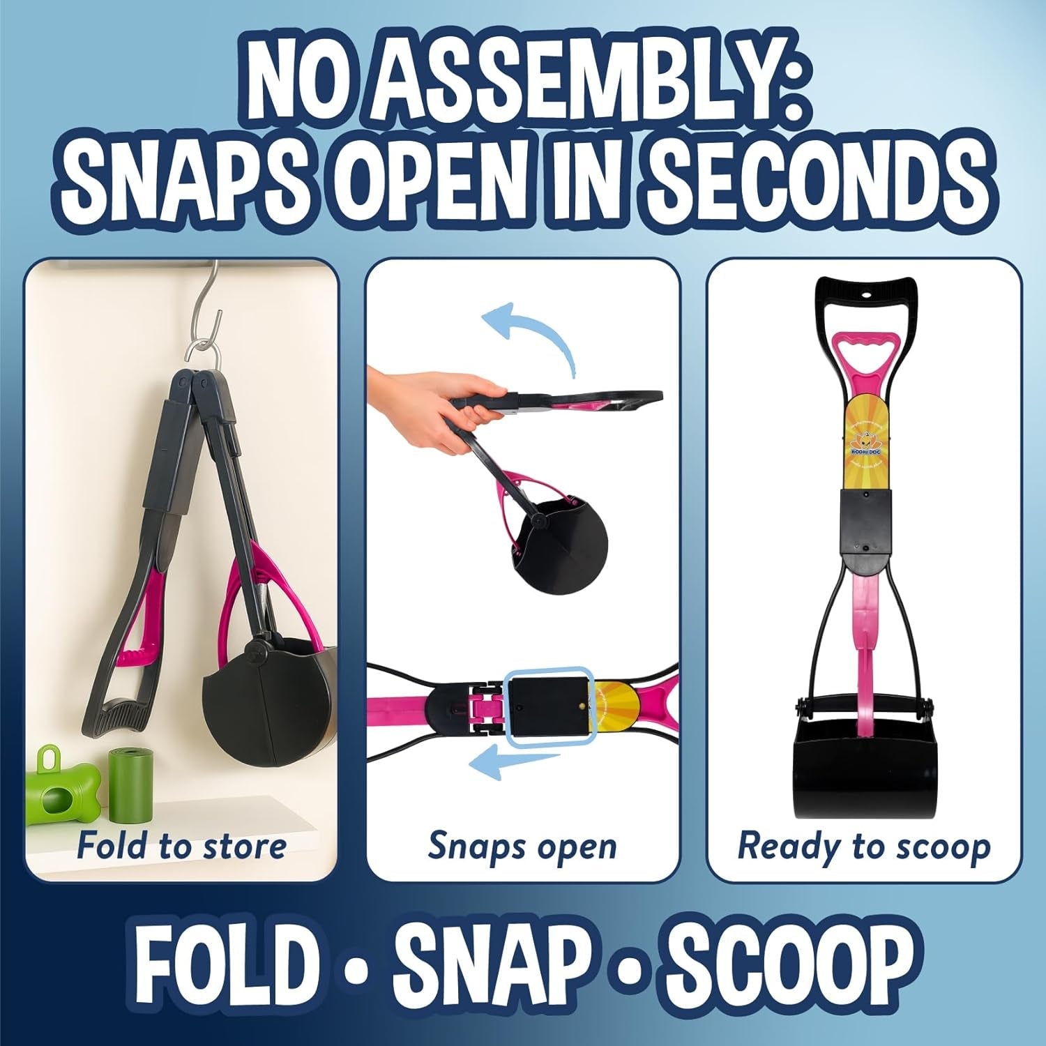 Dog Pooper Scooper Kit with Waste Bags & Holder Long Handle Cleanup Set - Lazy Paper Club