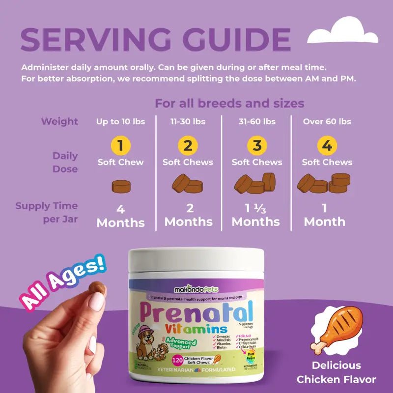 Dog Prenatal Vitamins - 120 Soft Chews Pet Vitamins & Supplements - Lazy Paper Club