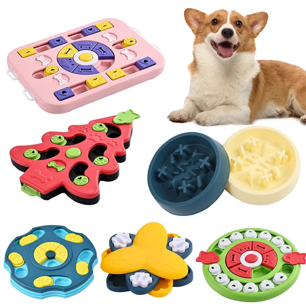 Dog Puzzle Toys Slow Feeder Interactive Increase Puppy IQ Food Dispenser Slowly Eating NonSlip Bowl Pet Cat Dogs Training Game - Lazy Paper Club