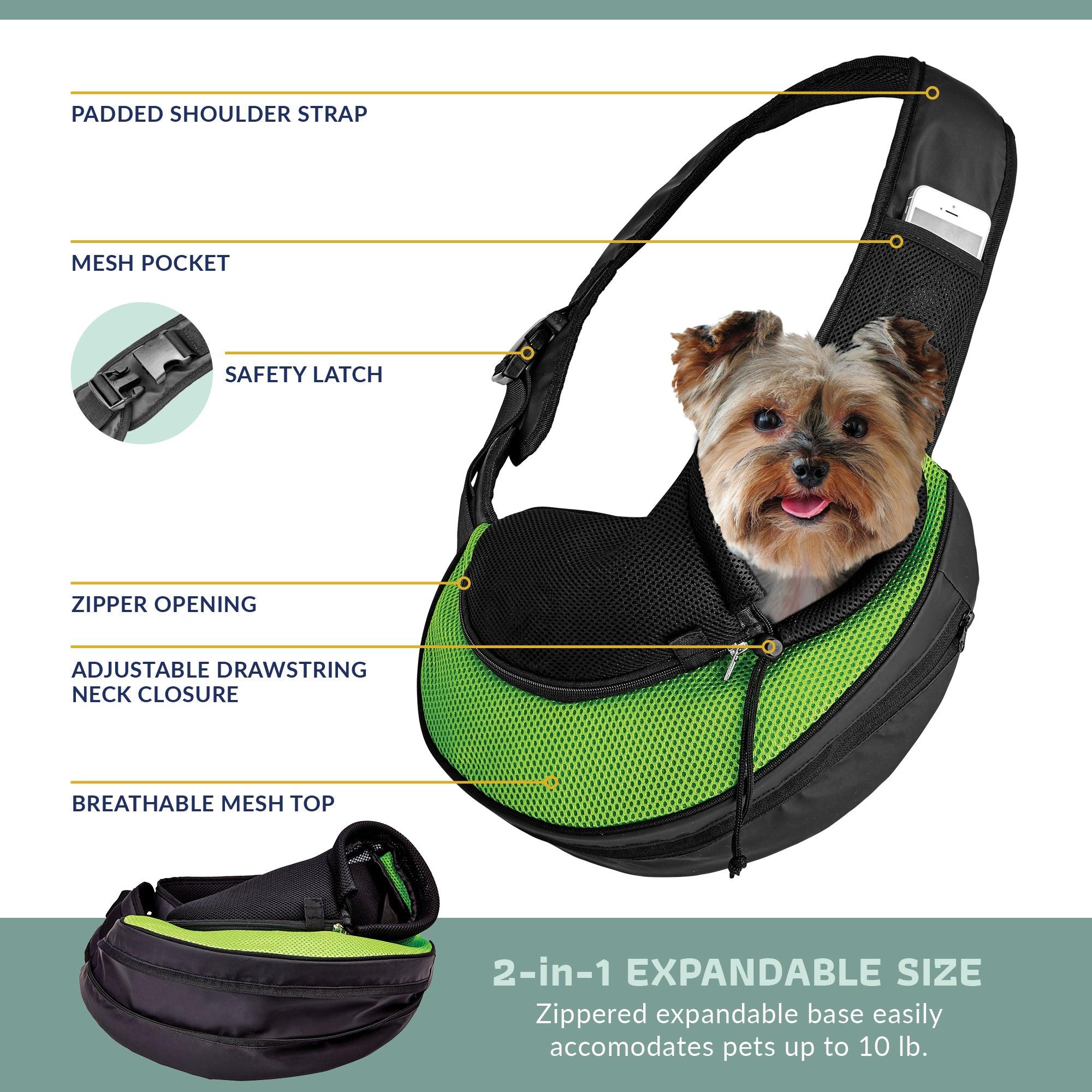 Expandable Sling Bag - Front Shoulder Pet Carrier for Small Dog, Cat and Puppy Pet Sling - Lazy Paper Club