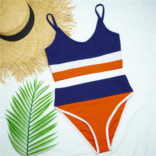 Female Swimsuit High Waist Bikini Women High Waist Bikini Set Two Piece Swimsuits Bikini Top With Bottoms Bathing Suits For Teens Girls Women Swimwear Two-pieces Bikini Set Sport Bathing Suit Swim Lady STBK544RTT - Lazy Paper Club
