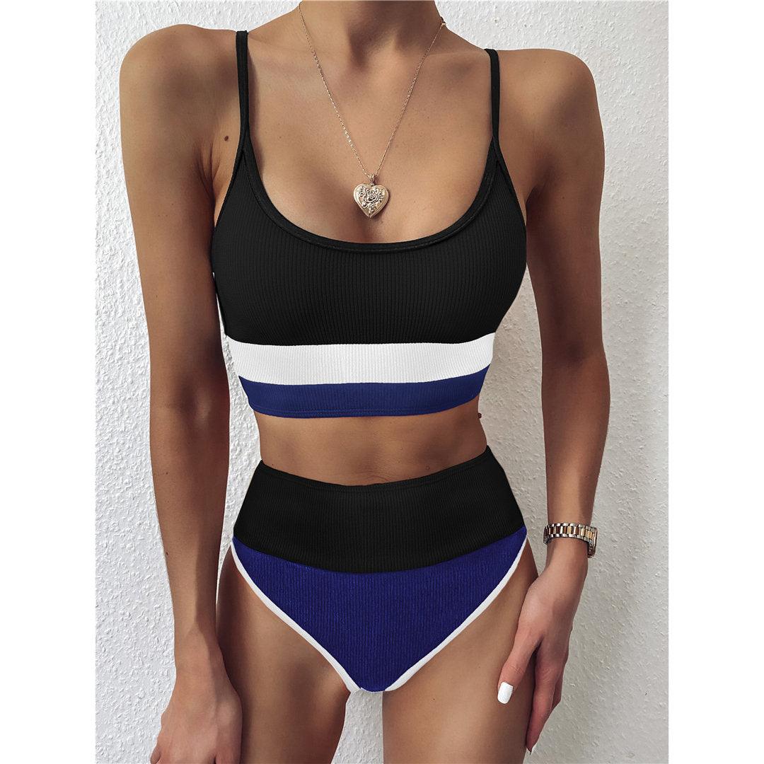 Female Swimsuit High Waist Bikini Women High Waist Bikini Set Two Piece Swimsuits Bikini Top With Bottoms Bathing Suits For Teens Girls Women Swimwear Two-pieces Bikini Set Sport Bathing Suit Swim Lady STBK544RTT - Lazy Paper Club