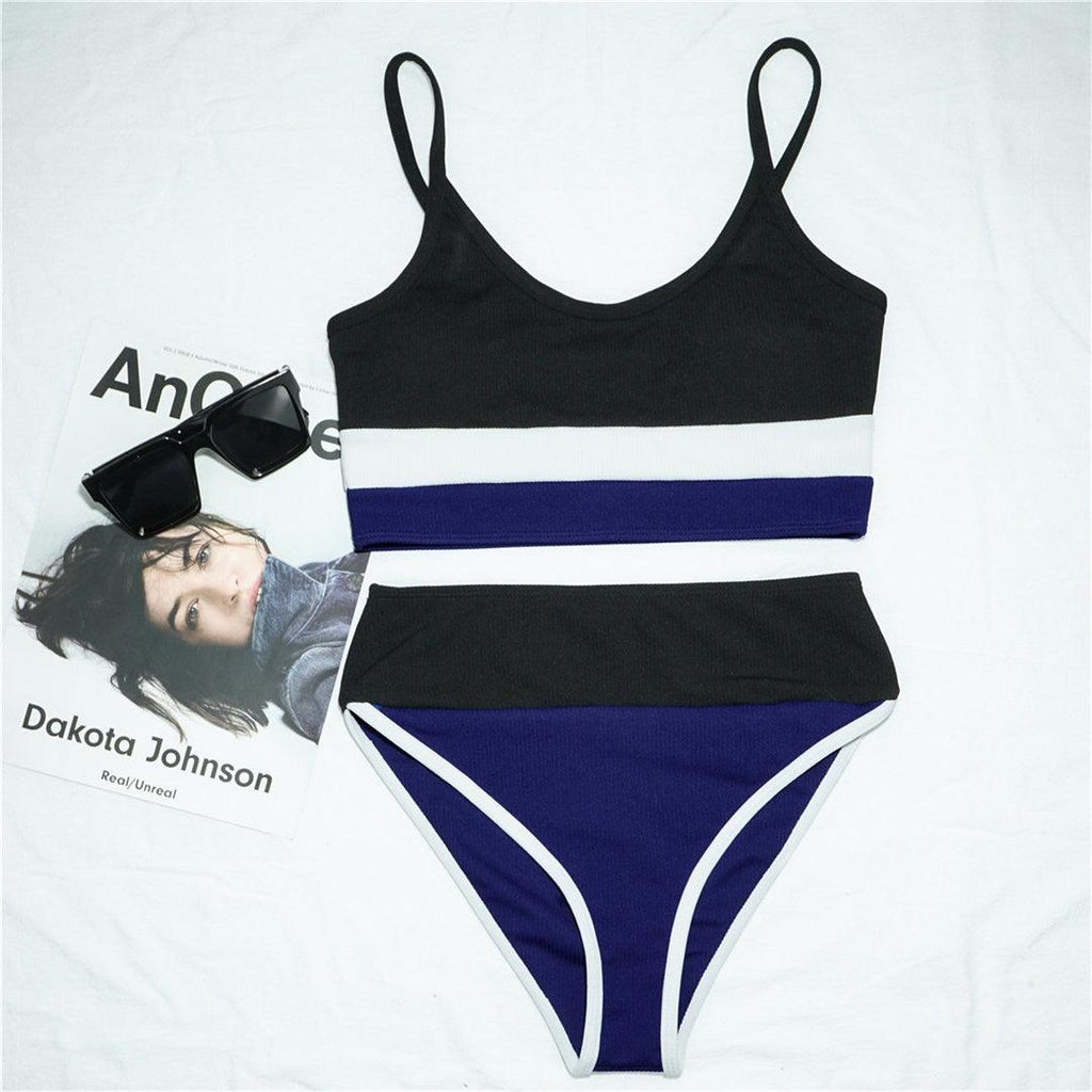 Female Swimsuit High Waist Bikini Women High Waist Bikini Set Two Piece Swimsuits Bikini Top With Bottoms Bathing Suits For Teens Girls Women Swimwear Two-pieces Bikini Set Sport Bathing Suit Swim Lady STBK544RTT - Lazy Paper Club