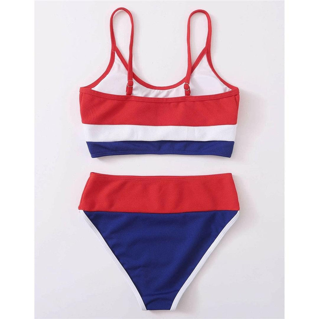 Female Swimsuit High Waist Bikini Women High Waist Bikini Set Two Piece Swimsuits Bikini Top With Bottoms Bathing Suits For Teens Girls Women Swimwear Two-pieces Bikini Set Sport Bathing Suit Swim Lady STBK544RTT - Lazy Paper Club