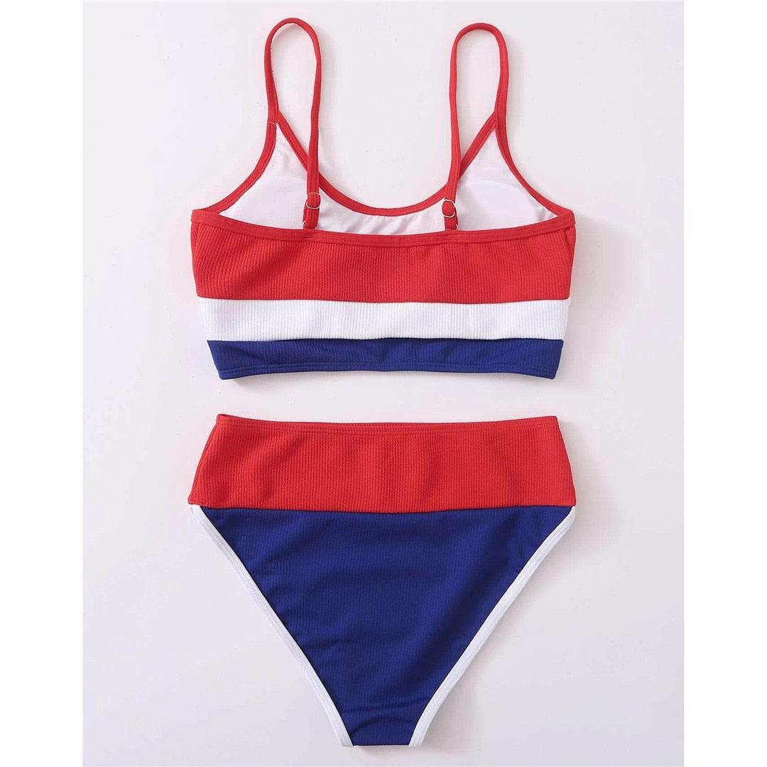 Female Swimsuit High Waist Bikini Women High Waist Bikini Set Two Piece Swimsuits Bikini Top With Bottoms Bathing Suits For Teens Girls Women Swimwear Two-pieces Bikini Set Sport Bathing Suit Swim Lady STBK544RTT - Lazy Paper Club