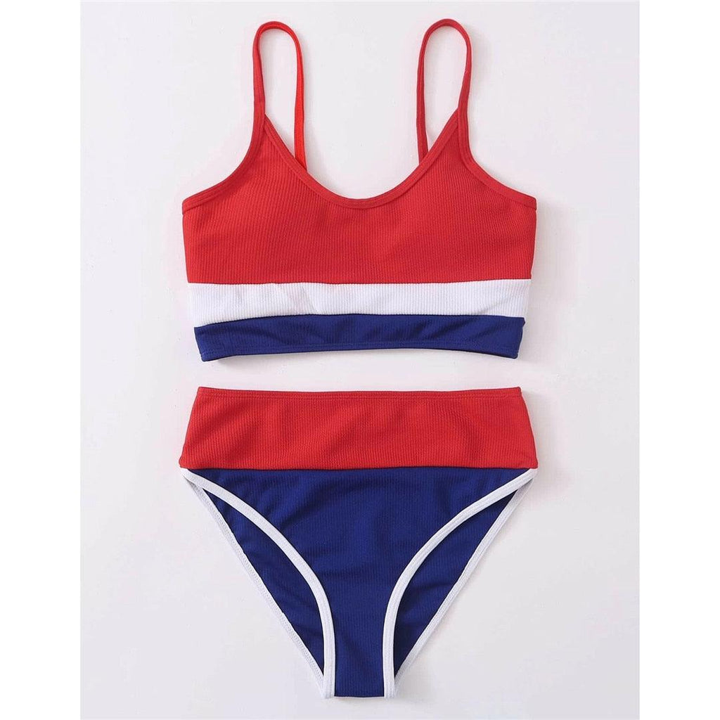 Female Swimsuit High Waist Bikini Women High Waist Bikini Set Two Piece Swimsuits Bikini Top With Bottoms Bathing Suits For Teens Girls Women Swimwear Two-pieces Bikini Set Sport Bathing Suit Swim Lady STBK544RTT - Lazy Paper Club