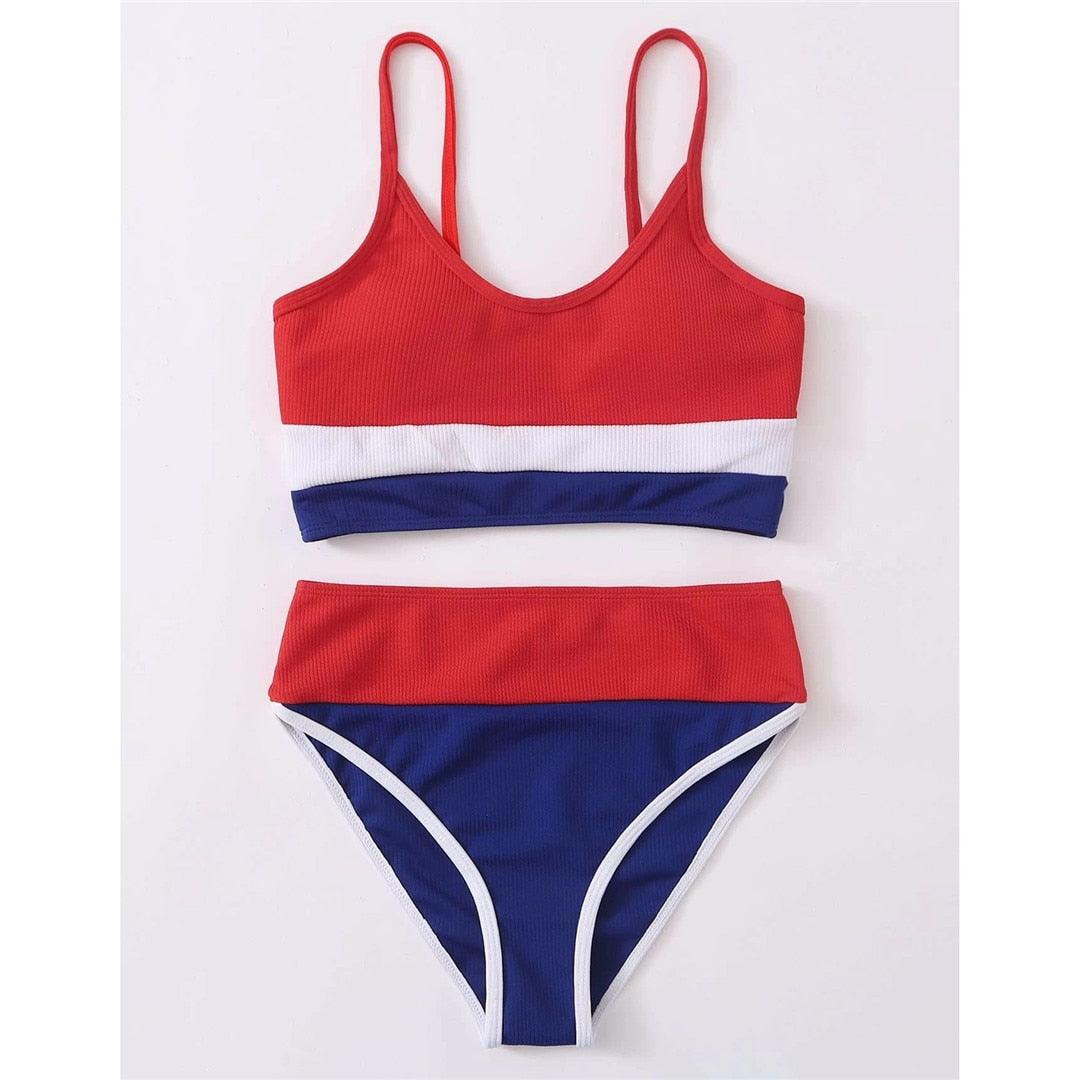 Female Swimsuit High Waist Bikini Women High Waist Bikini Set Two Piece Swimsuits Bikini Top With Bottoms Bathing Suits For Teens Girls Women Swimwear Two-pieces Bikini Set Sport Bathing Suit Swim Lady STBK544RTT - Lazy Paper Club