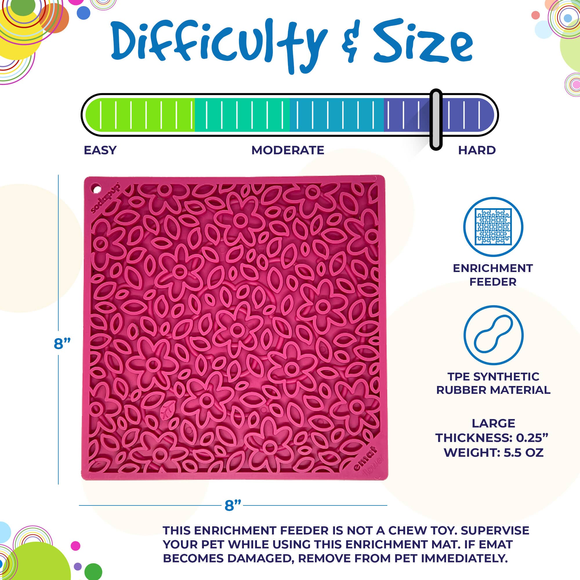 Flower Power emat - Enrichment Lick Mat for Dogs and Cats | Flower Design | USA Made EMAT - Lazy Paper Club