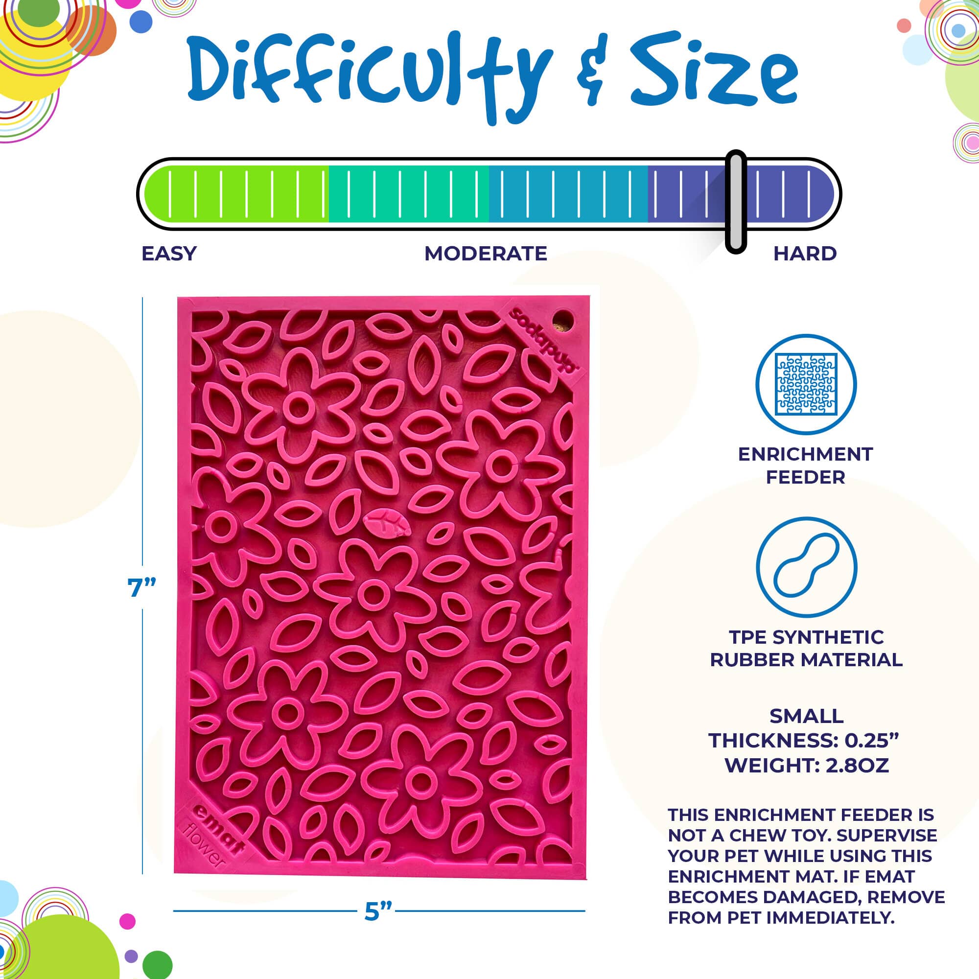 Flower Power emat - Enrichment Lick Mat for Dogs and Cats | Flower Design | USA Made EMAT - Lazy Paper Club