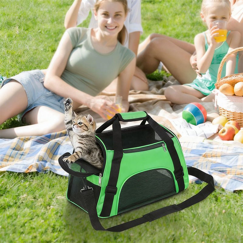 Foldable & Expandable Pet Carrier Bag - Mesh Breathable Cat/Dog Travel Bag, Convertible Crossbody Handbag for Small Pets - Lazy Paper Club