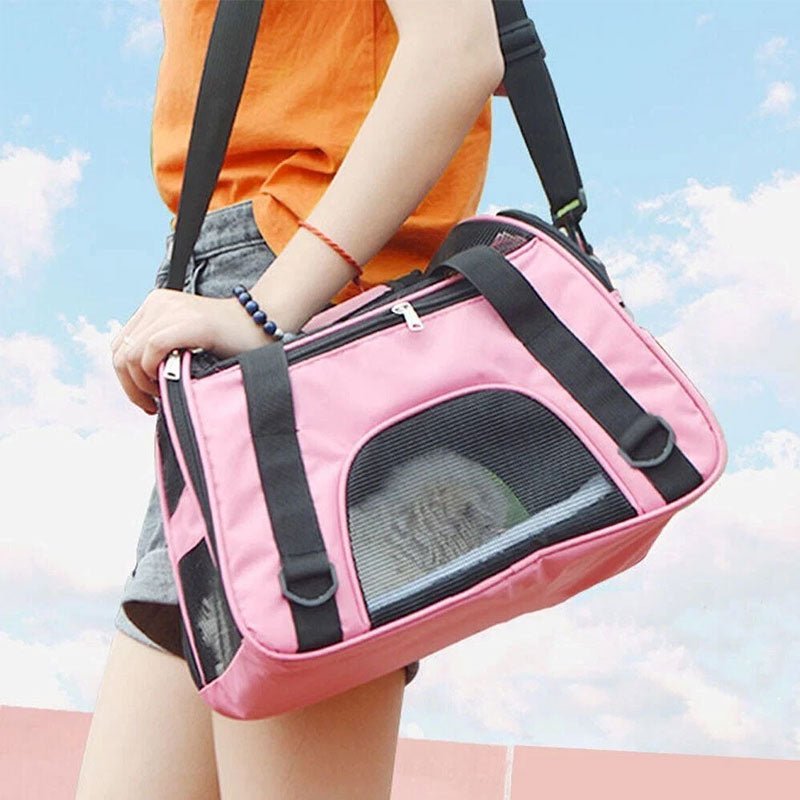 Foldable & Expandable Pet Carrier Bag - Mesh Breathable Cat/Dog Travel Bag, Convertible Crossbody Handbag for Small Pets - Lazy Paper Club