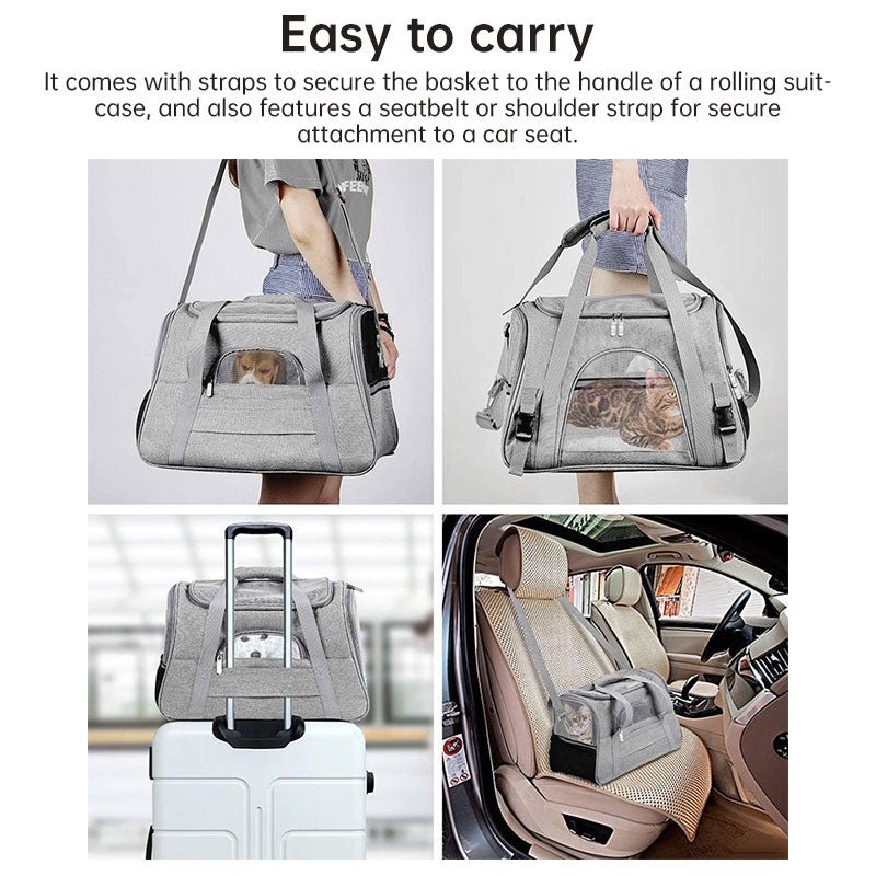 Foldable & Expandable Pet Carrier Bag - Mesh Breathable Cat/Dog Travel Bag, Convertible Crossbody Handbag for Small Pets - Lazy Paper Club