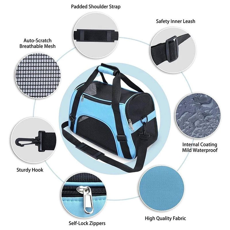 Foldable & Expandable Pet Carrier Bag - Mesh Breathable Cat/Dog Travel Bag, Convertible Crossbody Handbag for Small Pets - Lazy Paper Club