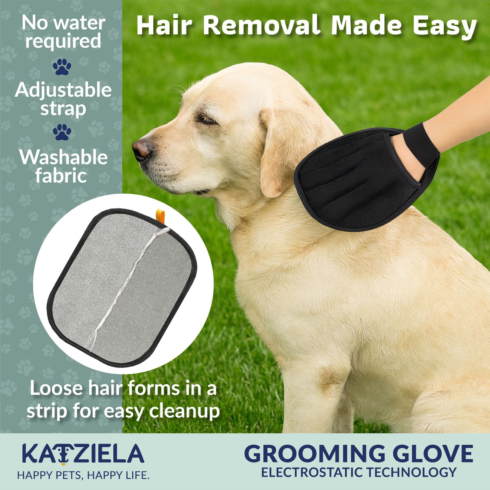 FurTidy Glove by Katziela – Pet Hair Remover Glove for Dogs & Cats, Reusable Electrostatic Grooming Mitt for Furniture, Clothing, Carpet & Car Seats – Washable & Eco-Friendly Deshedding Tool Grooming Glove - Lazy Paper Club