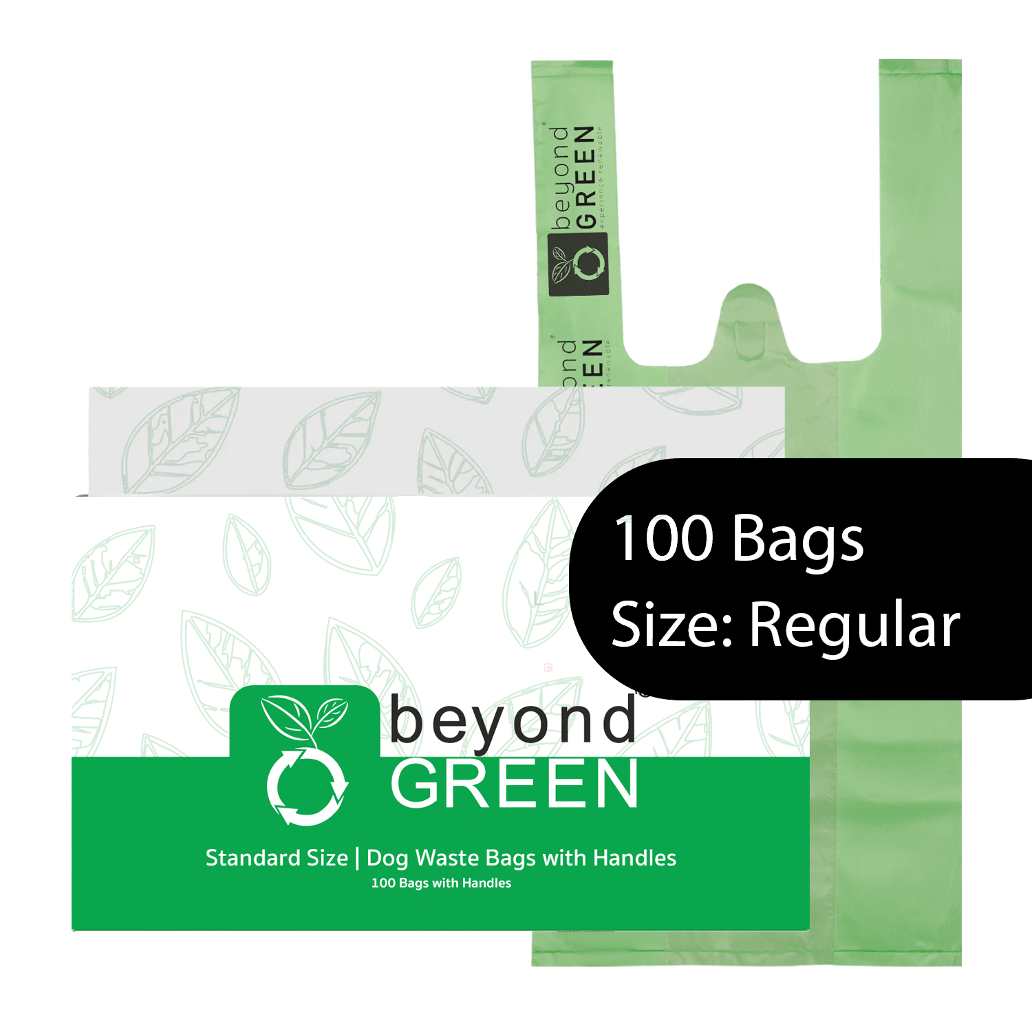 Green Dog Waste Bags – 8" x 16" with 5" Gusset & Handles – Made in USA Dog Waste Bags - Lazy Paper Club