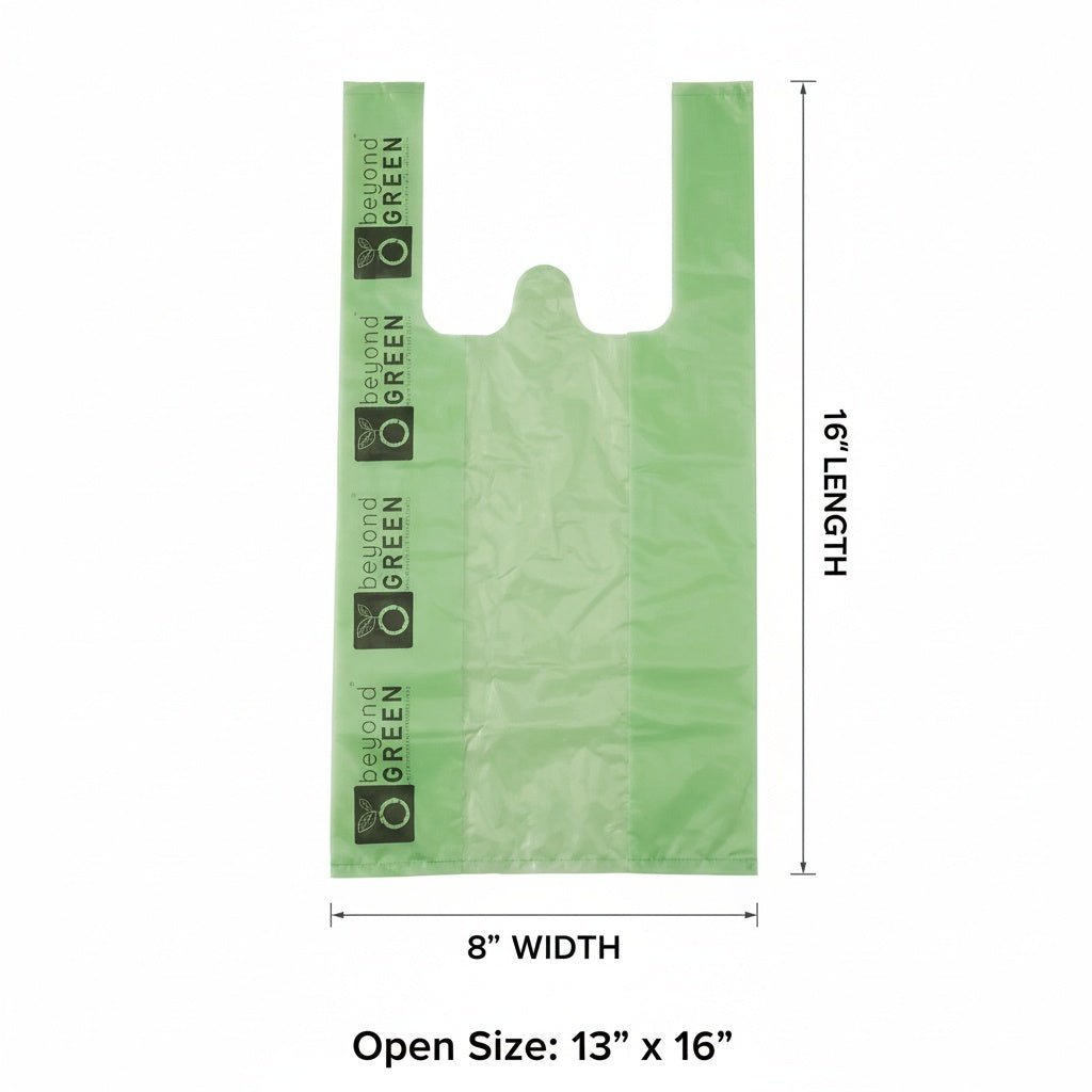 Green Dog Waste Bags – 8" x 16" with 5" Gusset & Handles – Made in USA Dog Waste Bags - Lazy Paper Club