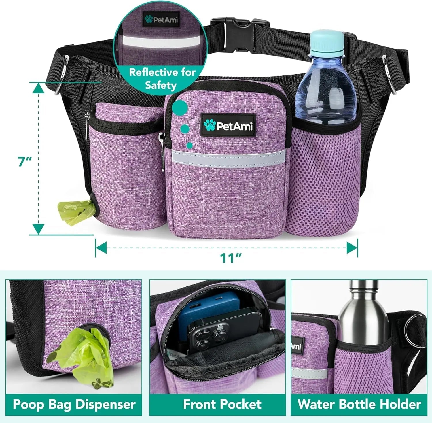 Hands Free Dog Leash Dual Bungee Waist Belt Adjustable Running Walking 2 Dogs - Lazy Paper Club