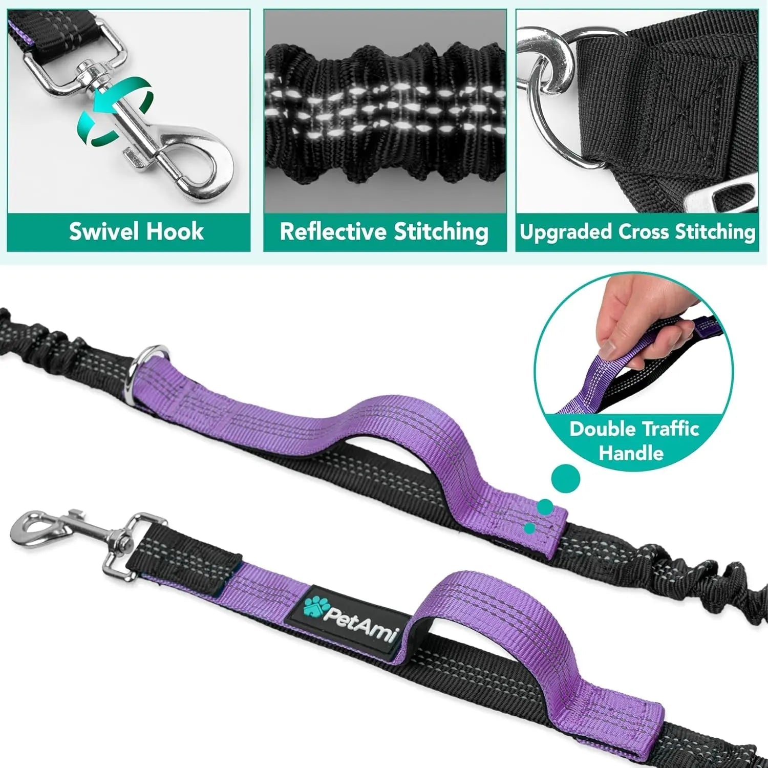 Hands Free Dog Leash Dual Bungee Waist Belt Adjustable Running Walking 2 Dogs - Lazy Paper Club