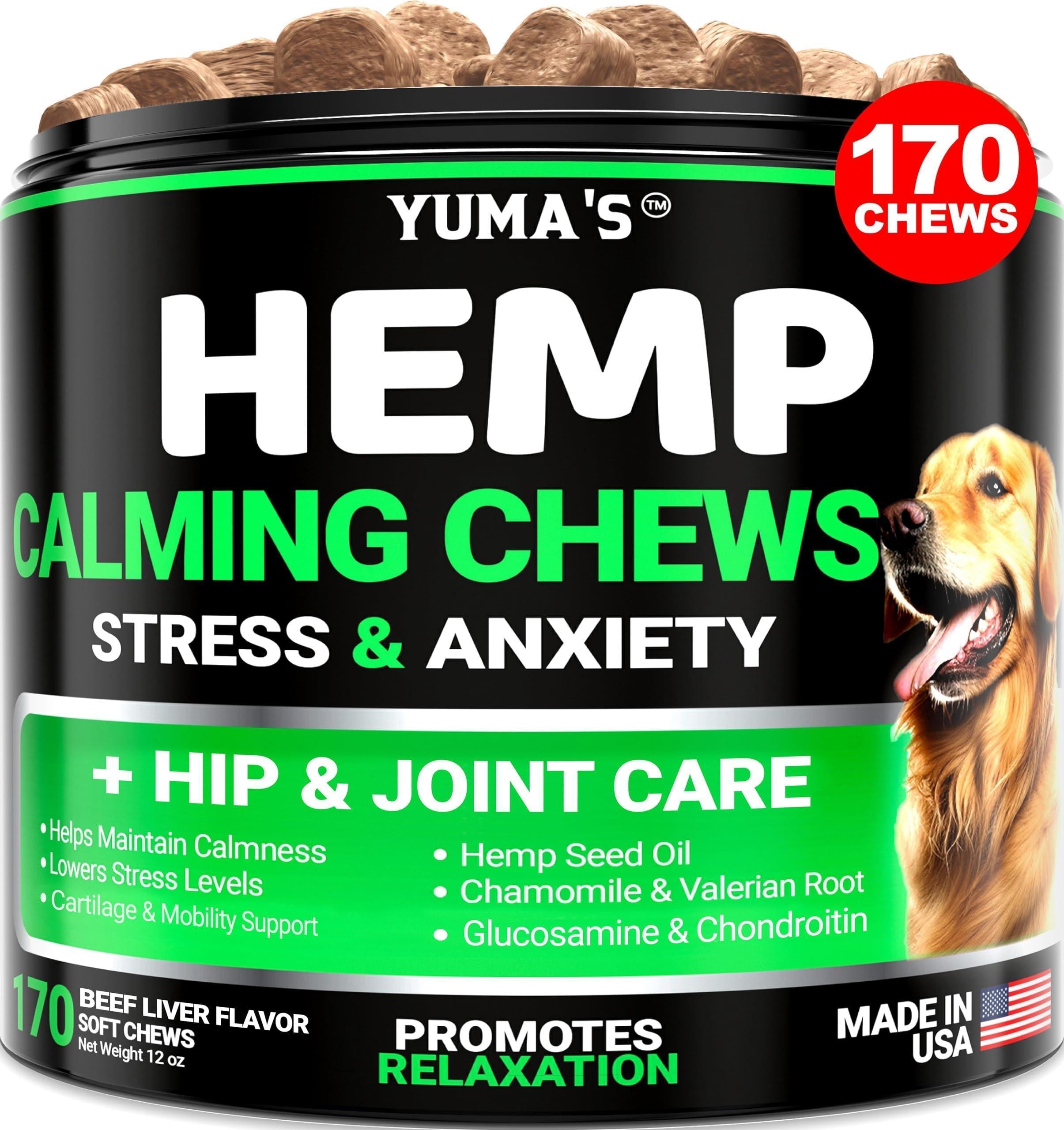 Hemp Calming Chews for Dogs 170 Count Anxiety Relief Beef Flavor Pet Relaxants & Dogs - Lazy Paper Club