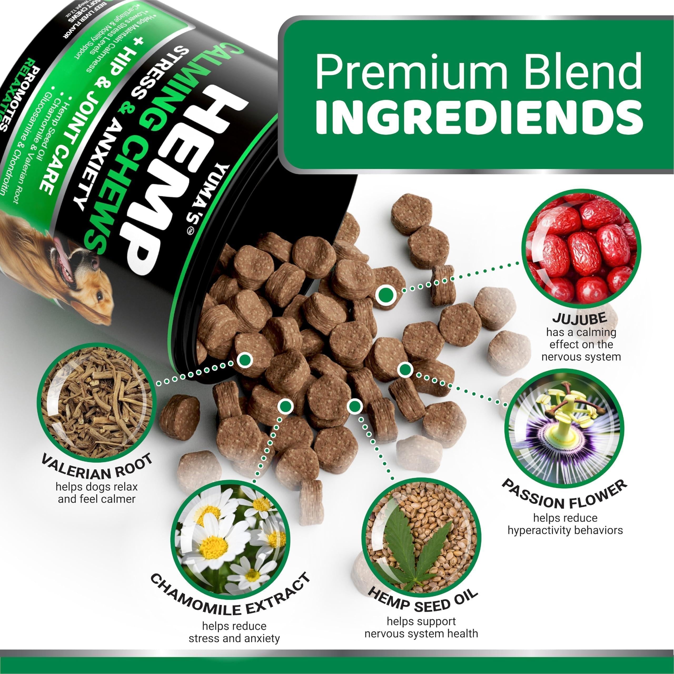 Hemp Calming Chews for Dogs 170 Count Anxiety Relief Beef Flavor Pet Relaxants & Dogs - Lazy Paper Club