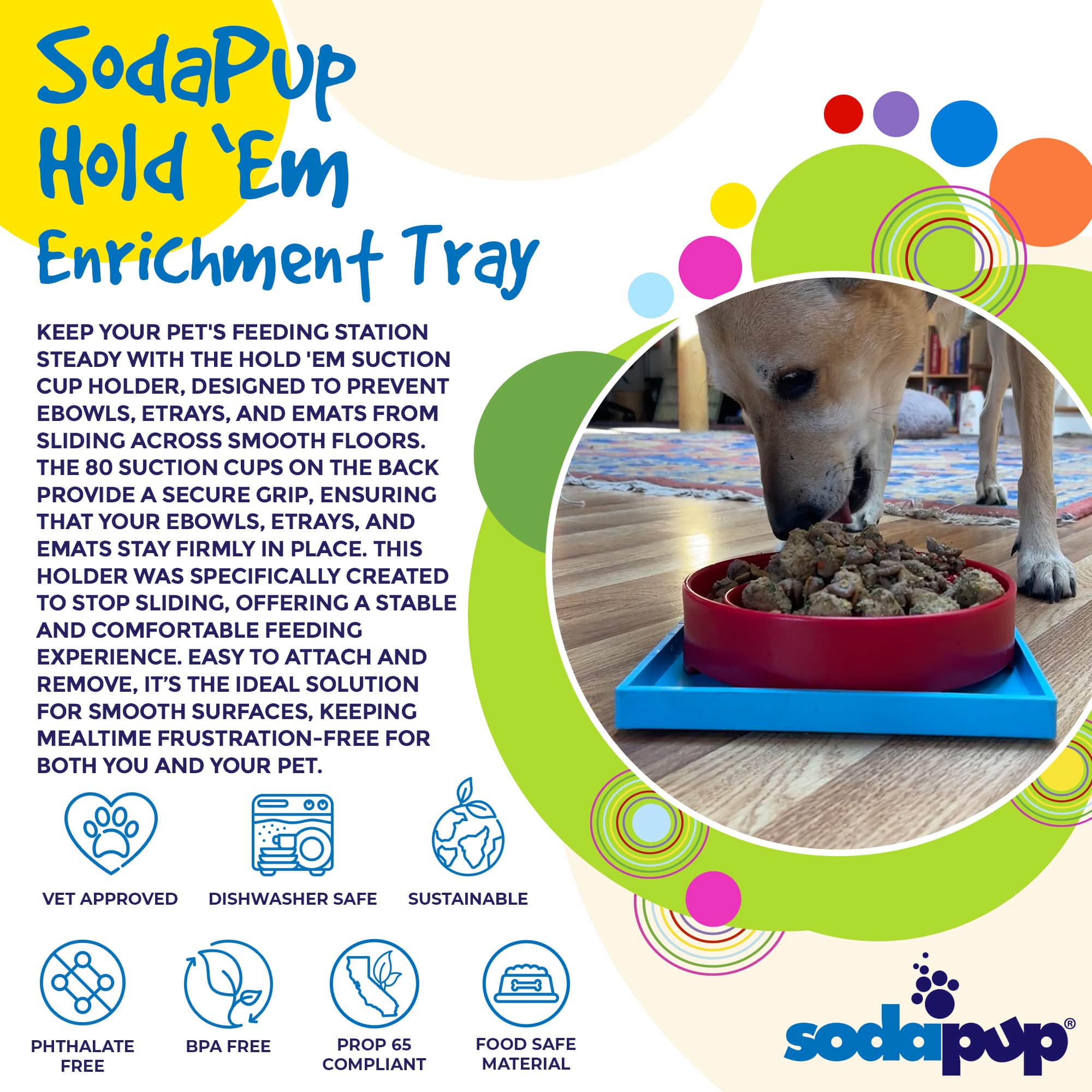 Hold 'em Suction Cup Holder for Dog Bowls & Lick Mats | USA Made EMAT - Lazy Paper Club