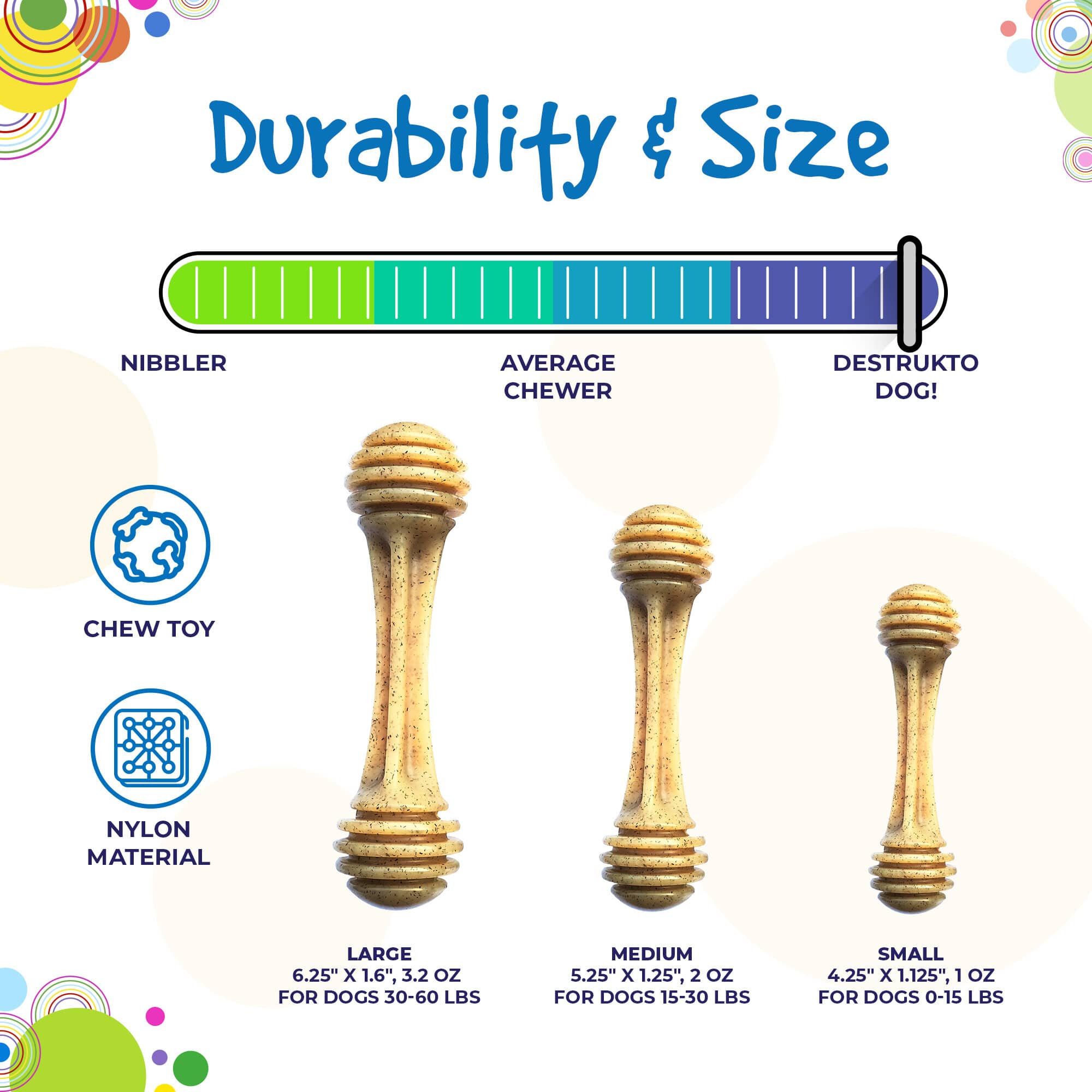 Honey Bone Nylon Dog Toy for Aggressive Chewers | Indestructible | USA Made Nylon Dog Toys - Lazy Paper Club