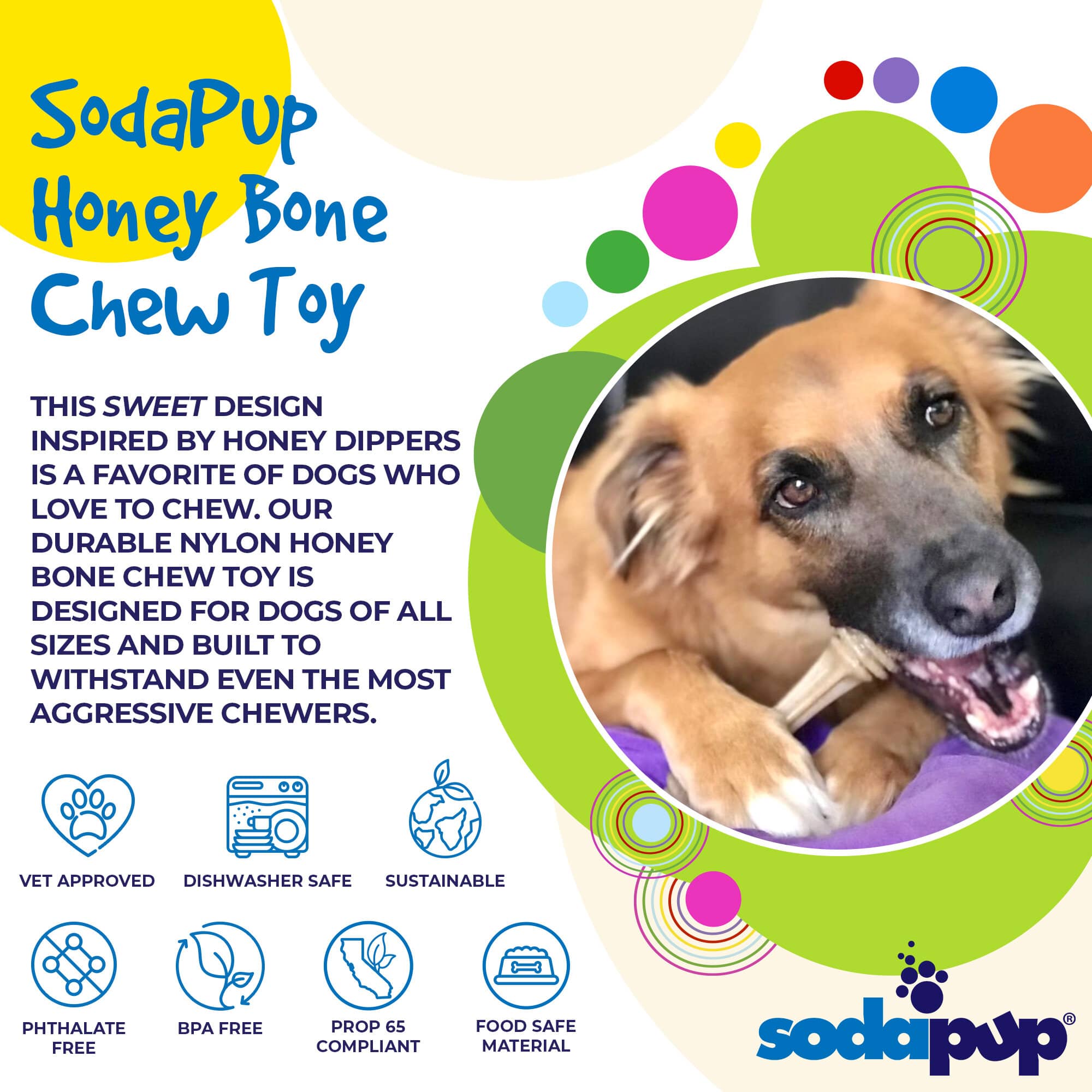 Honey Bone Nylon Dog Toy for Aggressive Chewers | Indestructible | USA Made Nylon Dog Toys - Lazy Paper Club