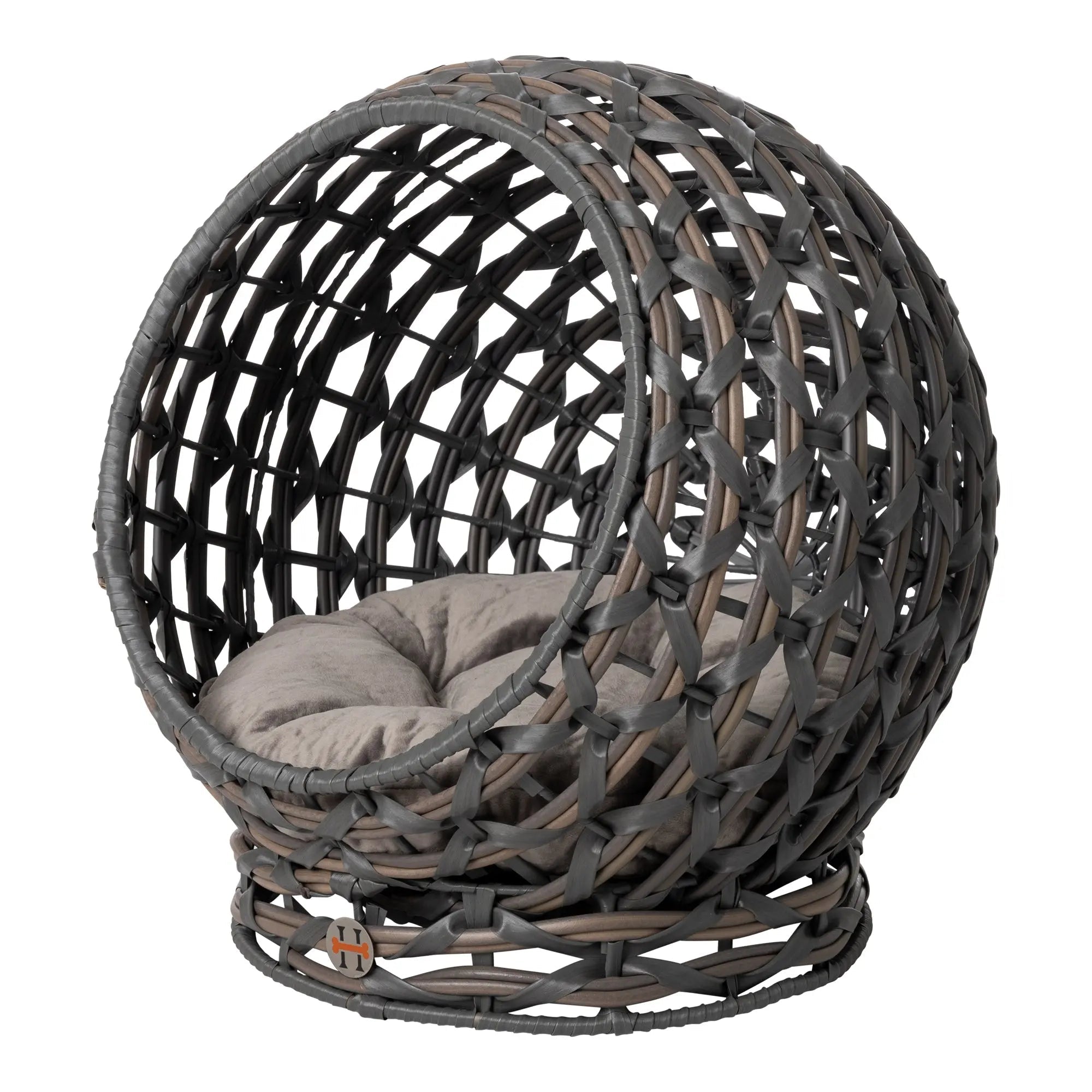 Huntley Pet Hemisphere Rattan Pet Bed, Elevated With Cushion - Lazy Paper Club