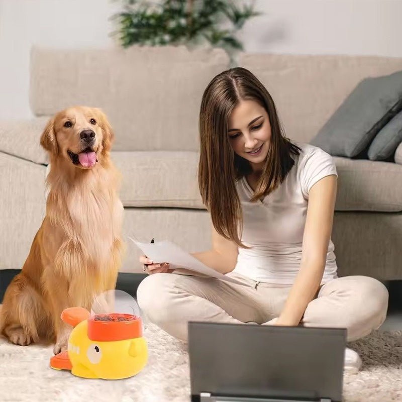 Intelligent Cartoon Dog Automatic Feeder: Large Capacity, Anti - slip, Doubles as Toy & Feeding Utensil - Lazy Paper Club