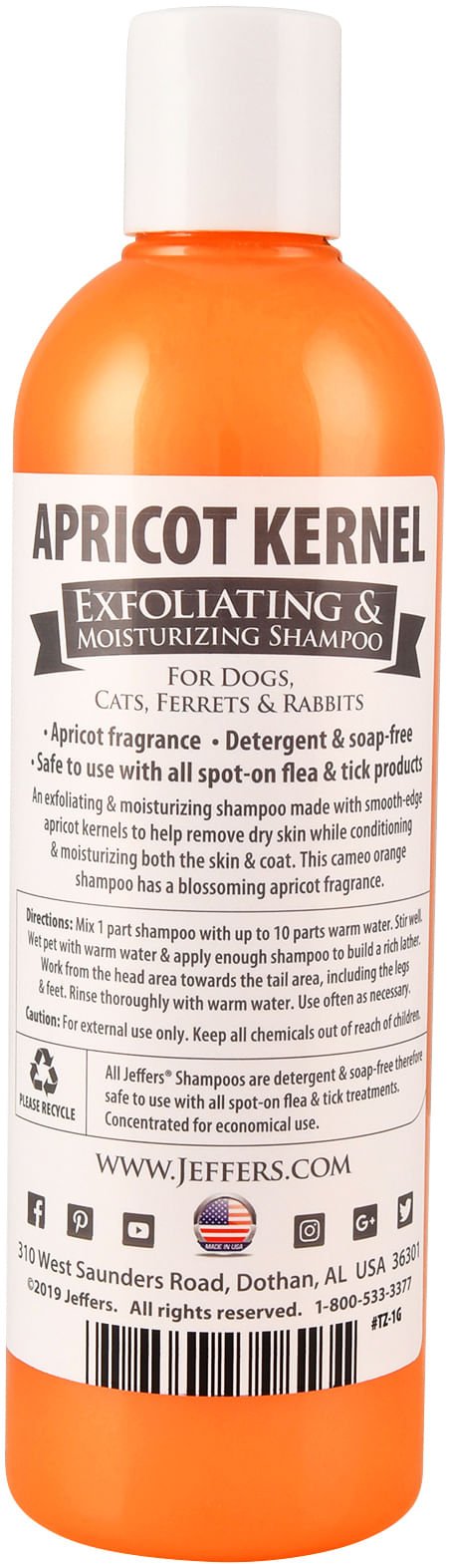 Jeffers Apricot Kernel Exfoliating & Moisturizing Pet Shampoo Animal & Pet Supplies > Pet Grooming > Pet Shampoo & Conditioner - Lazy Paper Club