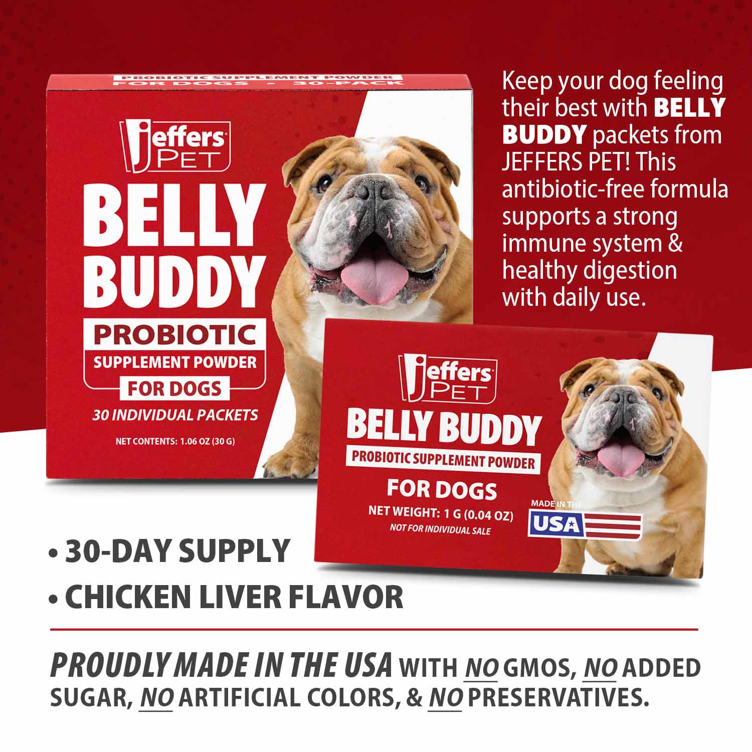 Jeffers BELLY BUDDY Probiotic Supplement Powder for Dogs – Multi-Strain Digestive & Immune Support Animal Health & Wellness > Vitamins & Supplements - Lazy Paper Club