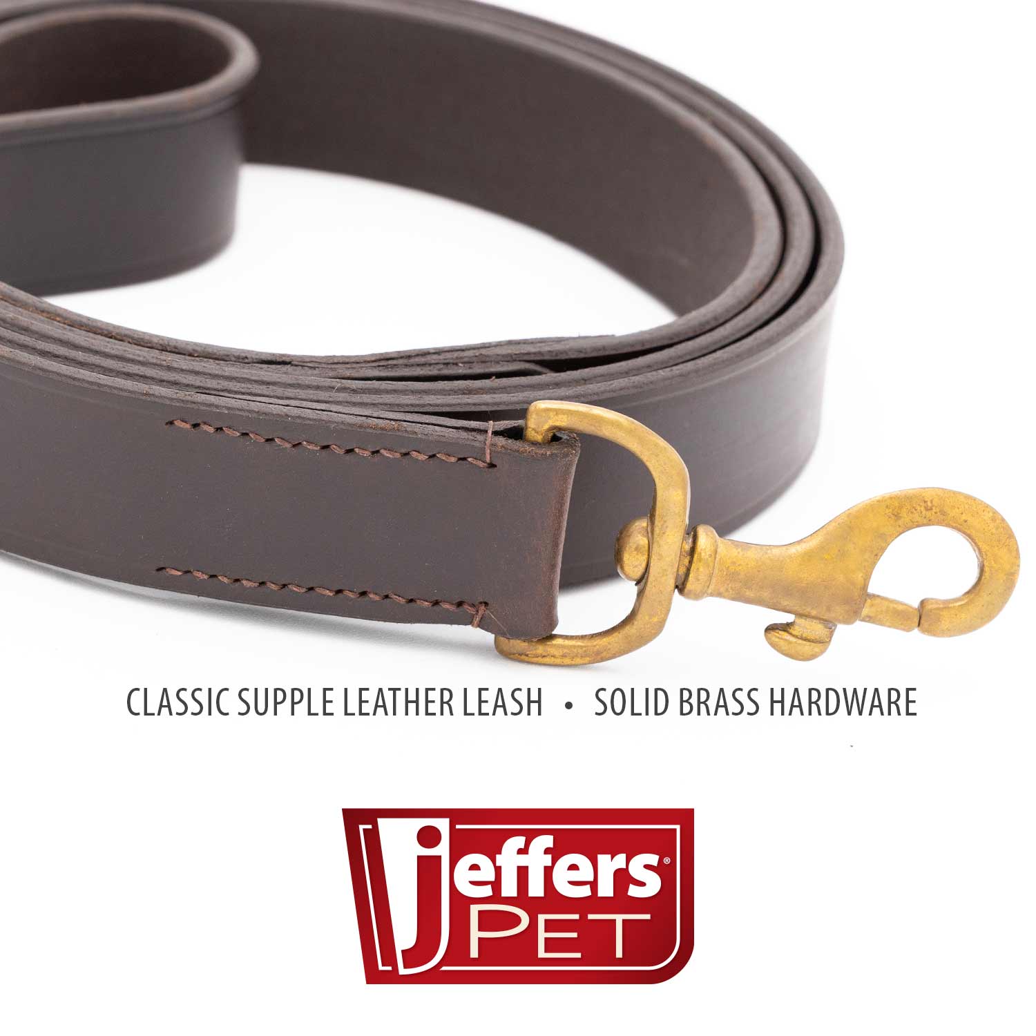 Jeffers Flat Leather Dog Leash with Hand Strap Handle, 6'L Dog Supplies > Dog Apparel > Dog Collars, Harnesses, & Leashes - Lazy Paper Club