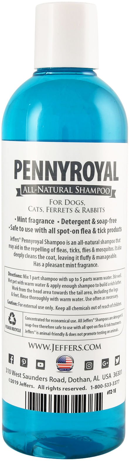 Jeffers Natural Flea & Tick Pennyroyal Dog Shampoo - Aids in Repelling Fleas, Ticks, Flies & Mosquitos Animal & Pet Supplies > Pet Grooming > Pet Shampoo & Conditioner - Lazy Paper Club