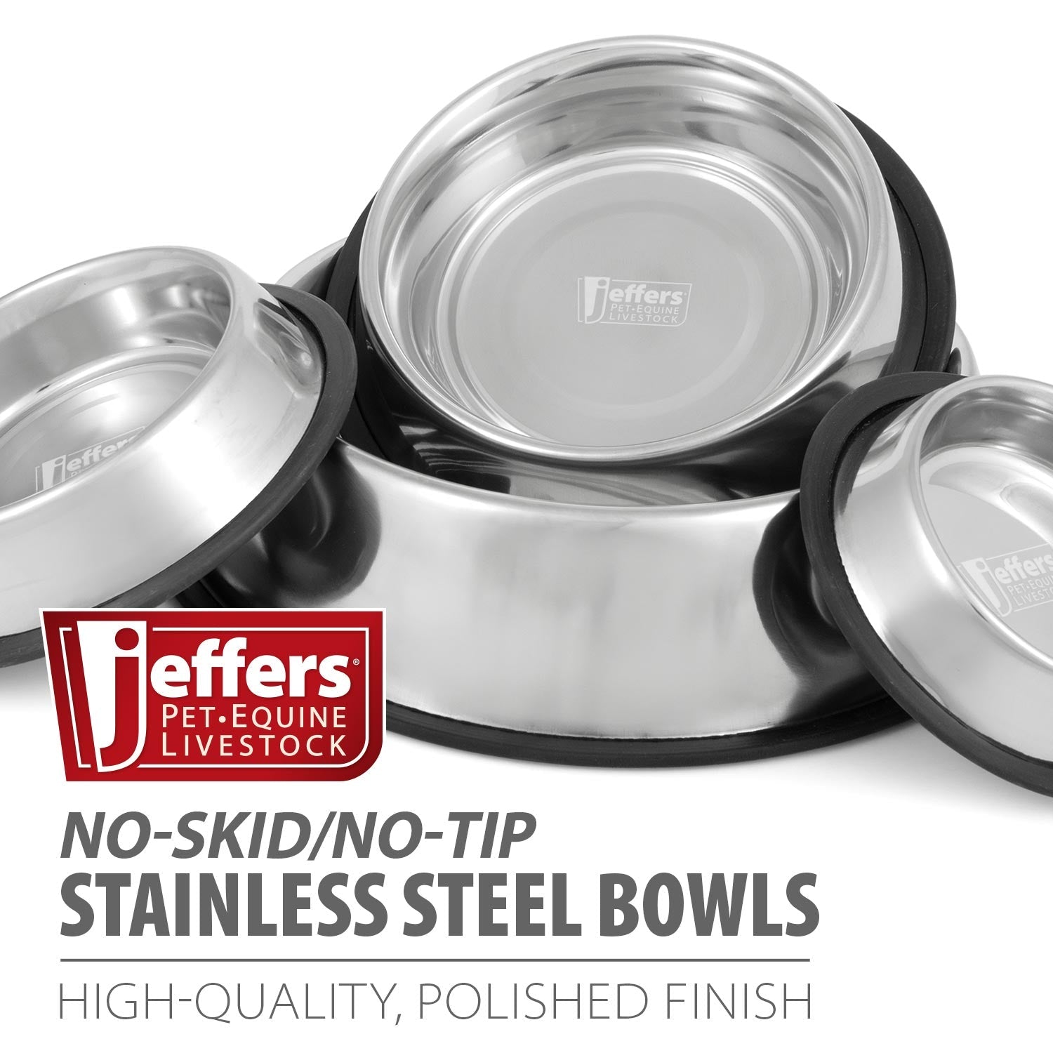 Jeffers No-Skid/No-Tip Stainless Steel Pet Bowls Animal & Pet Supplies > Pet Bowls, Feeders & Waterers - Lazy Paper Club