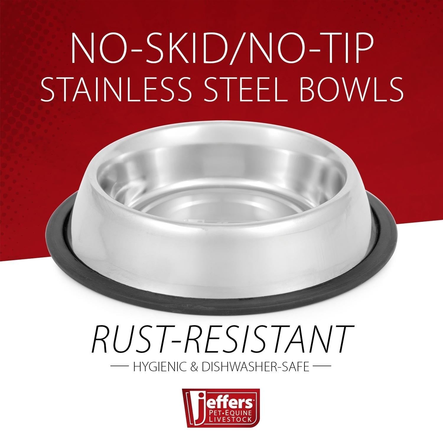 Jeffers No-Skid/No-Tip Stainless Steel Pet Bowls Animal & Pet Supplies > Pet Bowls, Feeders & Waterers - Lazy Paper Club