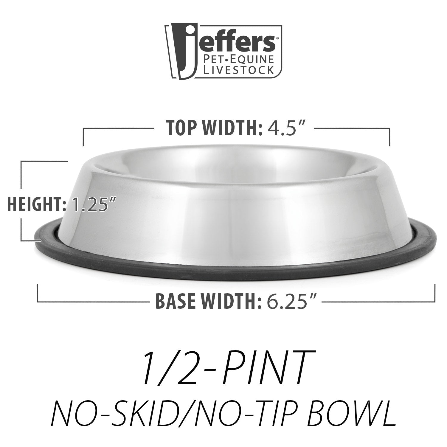 Jeffers No-Skid/No-Tip Stainless Steel Pet Bowls Animal & Pet Supplies > Pet Bowls, Feeders & Waterers - Lazy Paper Club
