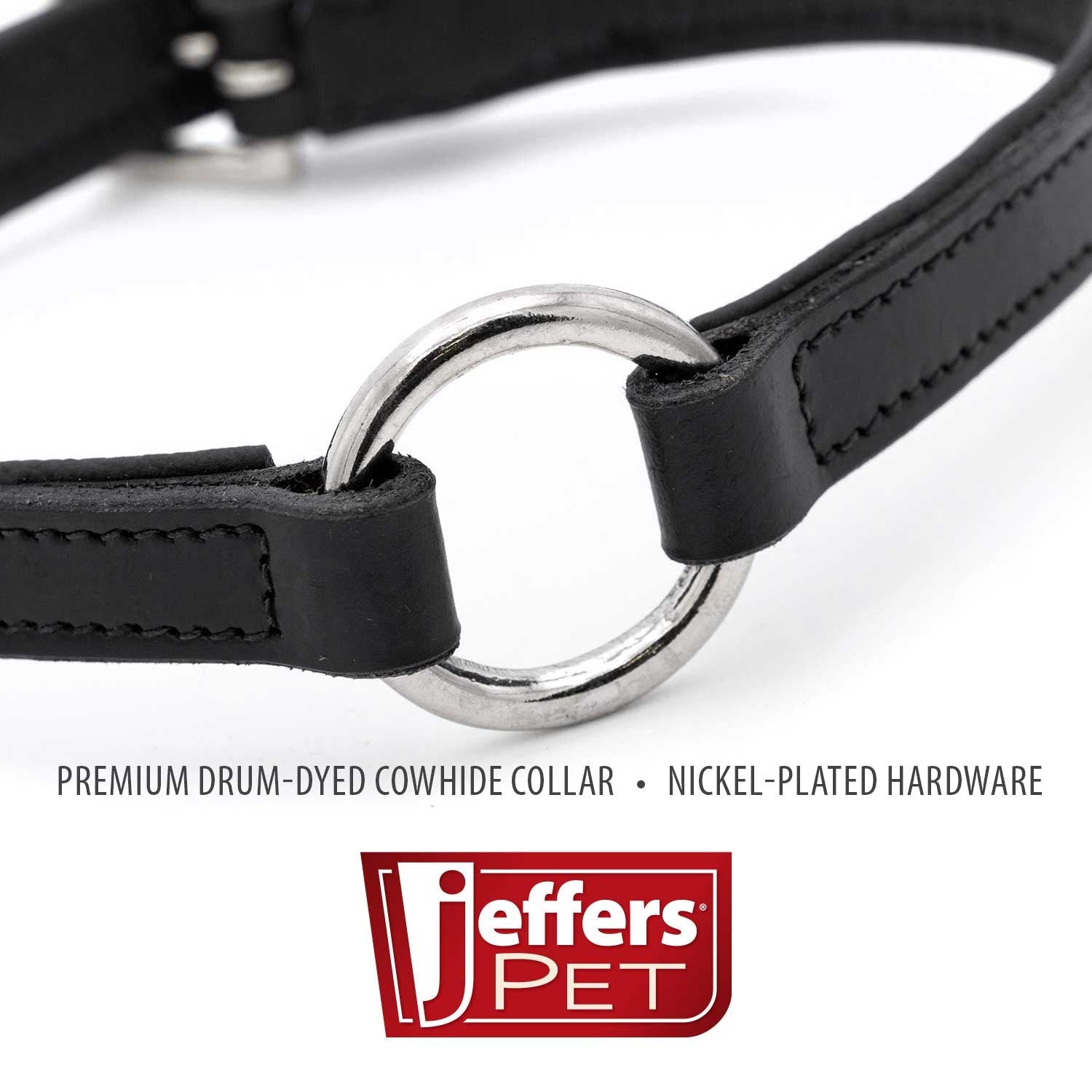 Jeffers Padded Black Leather Dog Collars with O-Ring and Nickel Hardware Dog Supplies > Dog Apparel > Dog Collars, Harnesses, & Leashes - Lazy Paper Club