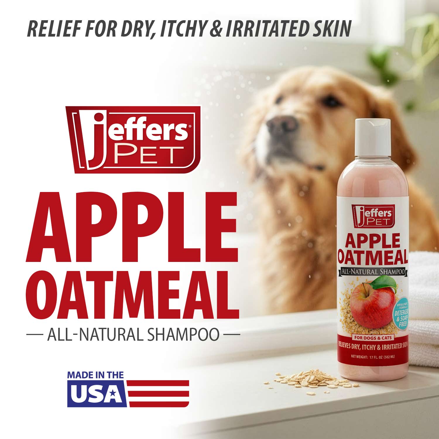 Jeffers Pet Apple Oatmeal All-Natural Hypoallergenic Dry Skin Shampoo for Dogs and Cats Animal & Pet Supplies > Pet Grooming > Pet Shampoo & Conditioner - Lazy Paper Club