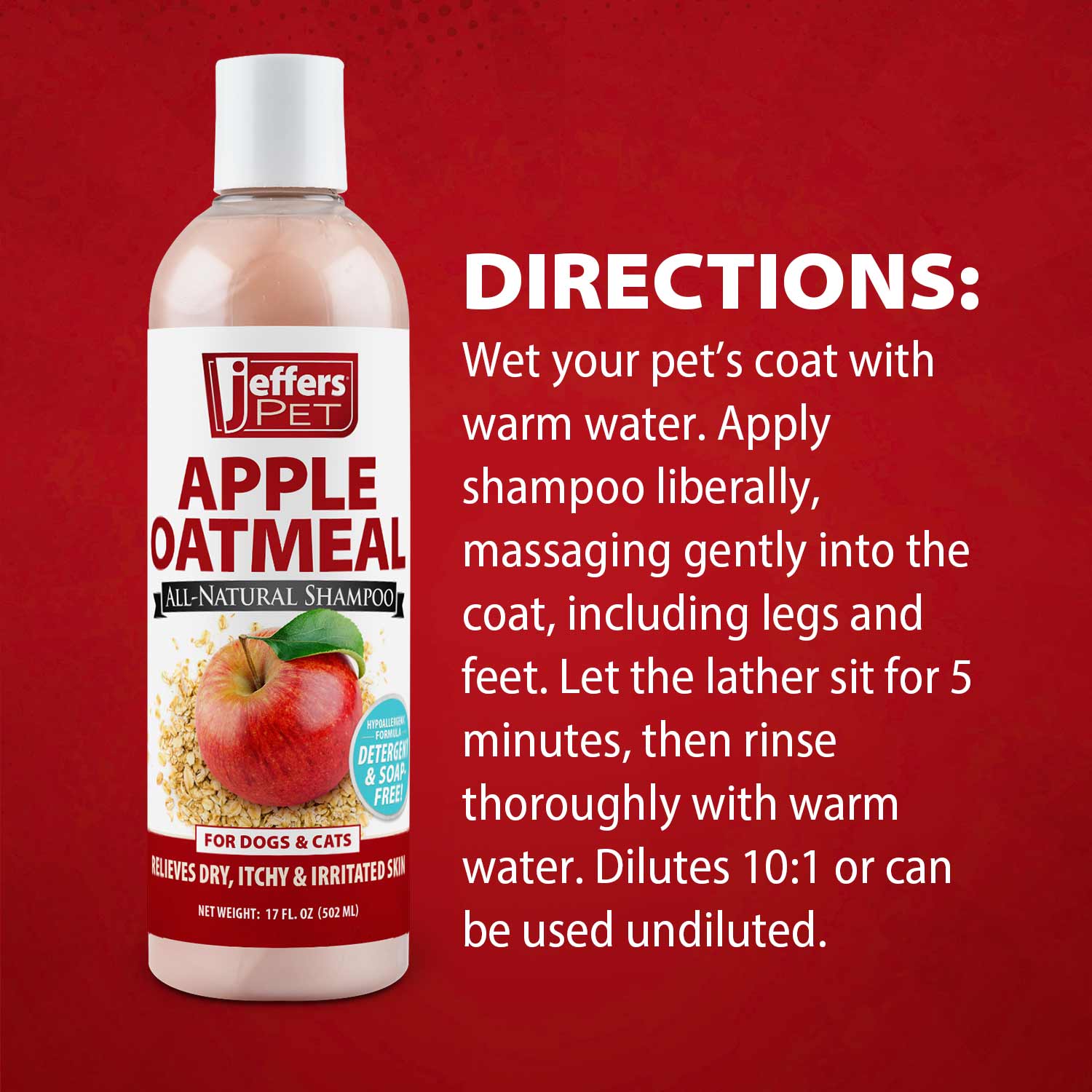 Jeffers Pet Apple Oatmeal All-Natural Hypoallergenic Dry Skin Shampoo for Dogs and Cats Animal & Pet Supplies > Pet Grooming > Pet Shampoo & Conditioner - Lazy Paper Club