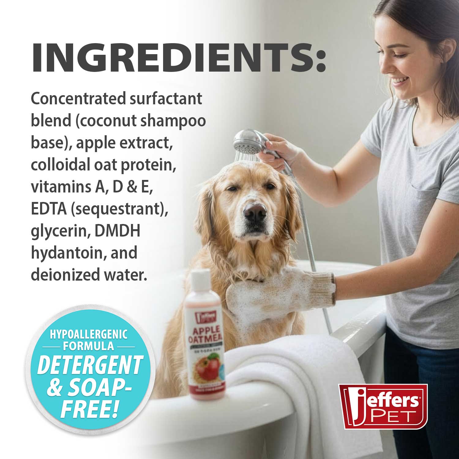 Jeffers Pet Apple Oatmeal All-Natural Hypoallergenic Dry Skin Shampoo for Dogs and Cats Animal & Pet Supplies > Pet Grooming > Pet Shampoo & Conditioner - Lazy Paper Club