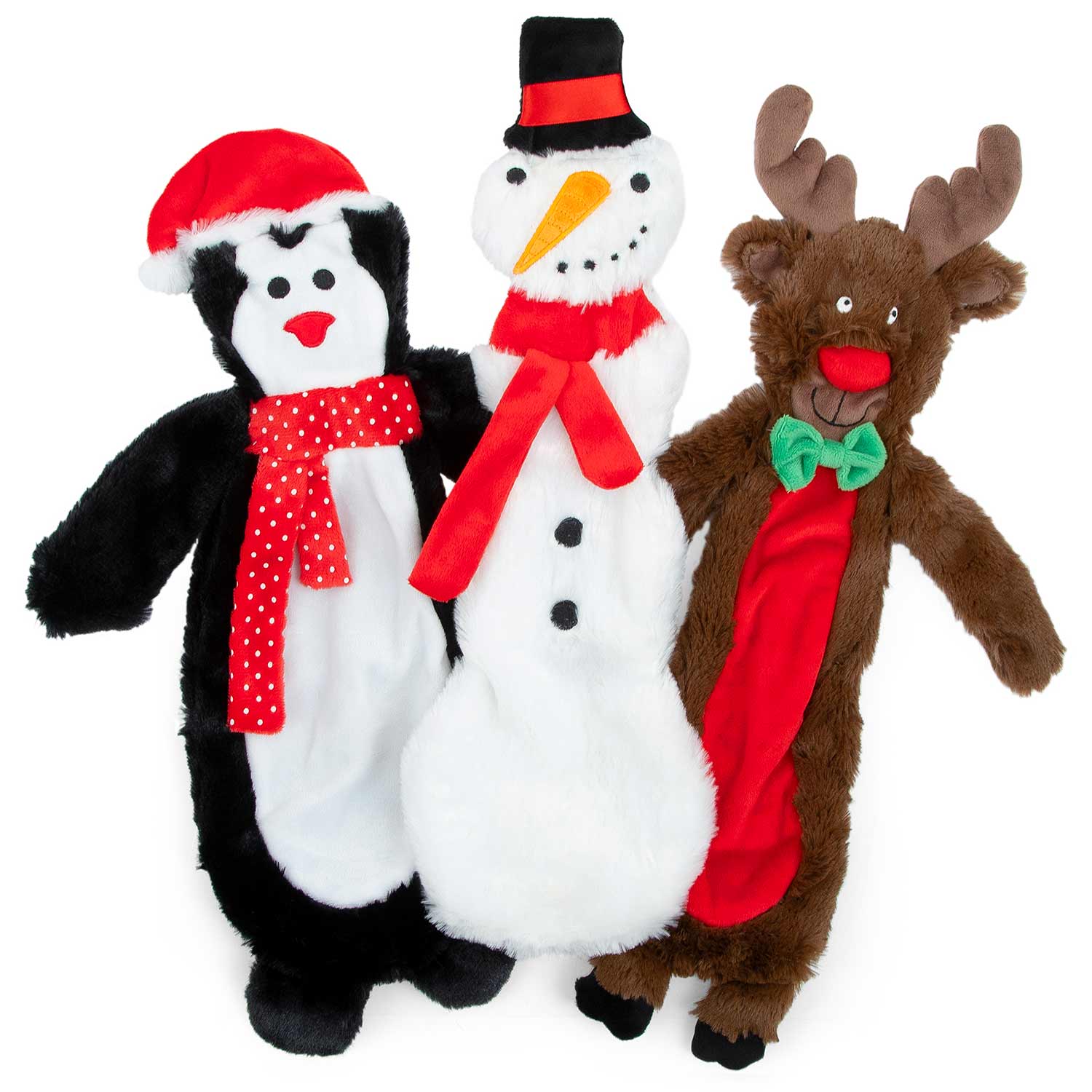 Jeffers Pet Christmas Characters Unstuffed Plush Squeaker Dog Toys, 12"L Dog Supplies > Dog Toys - Lazy Paper Club
