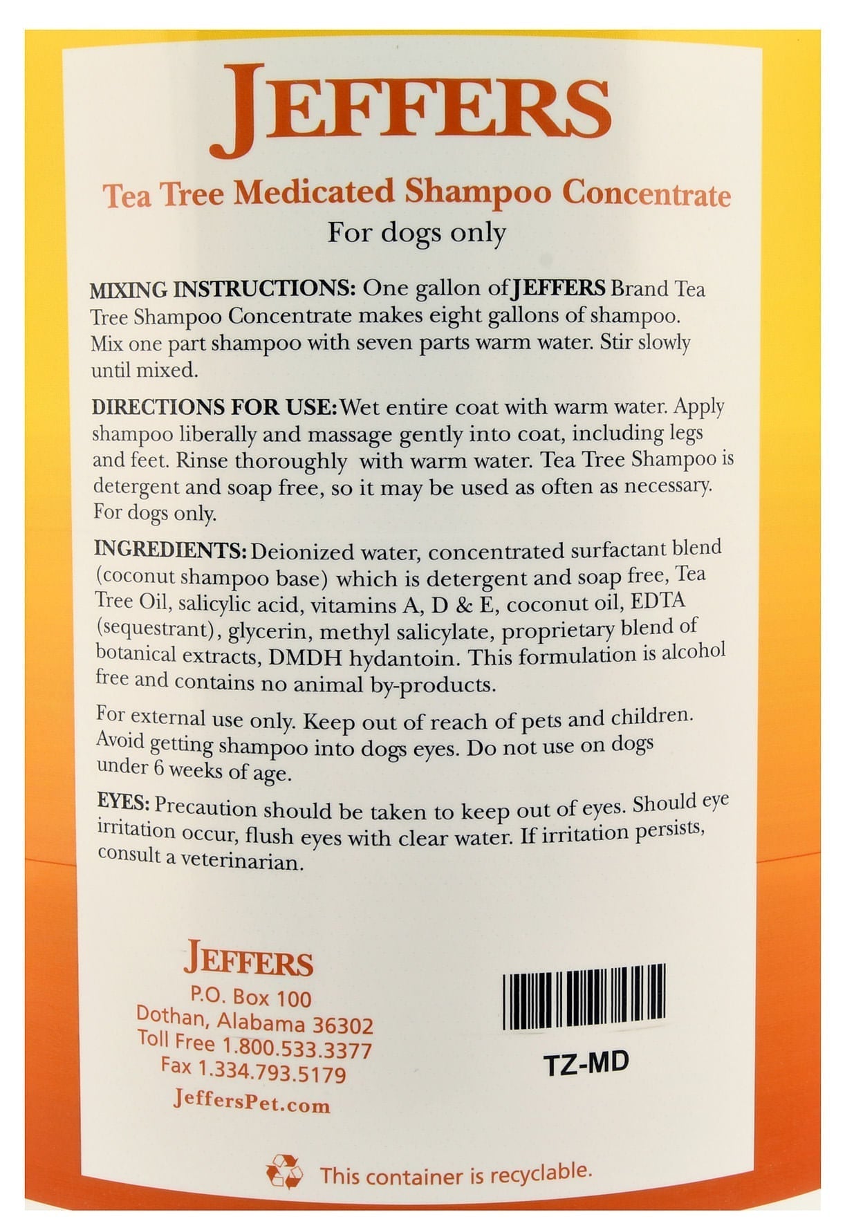 Jeffers Pet Tea Tree (Melaleuca) Medicated Dog Shampoo for Dry Skin Animal & Pet Supplies > Pet Grooming > Pet Shampoo & Conditioner - Lazy Paper Club