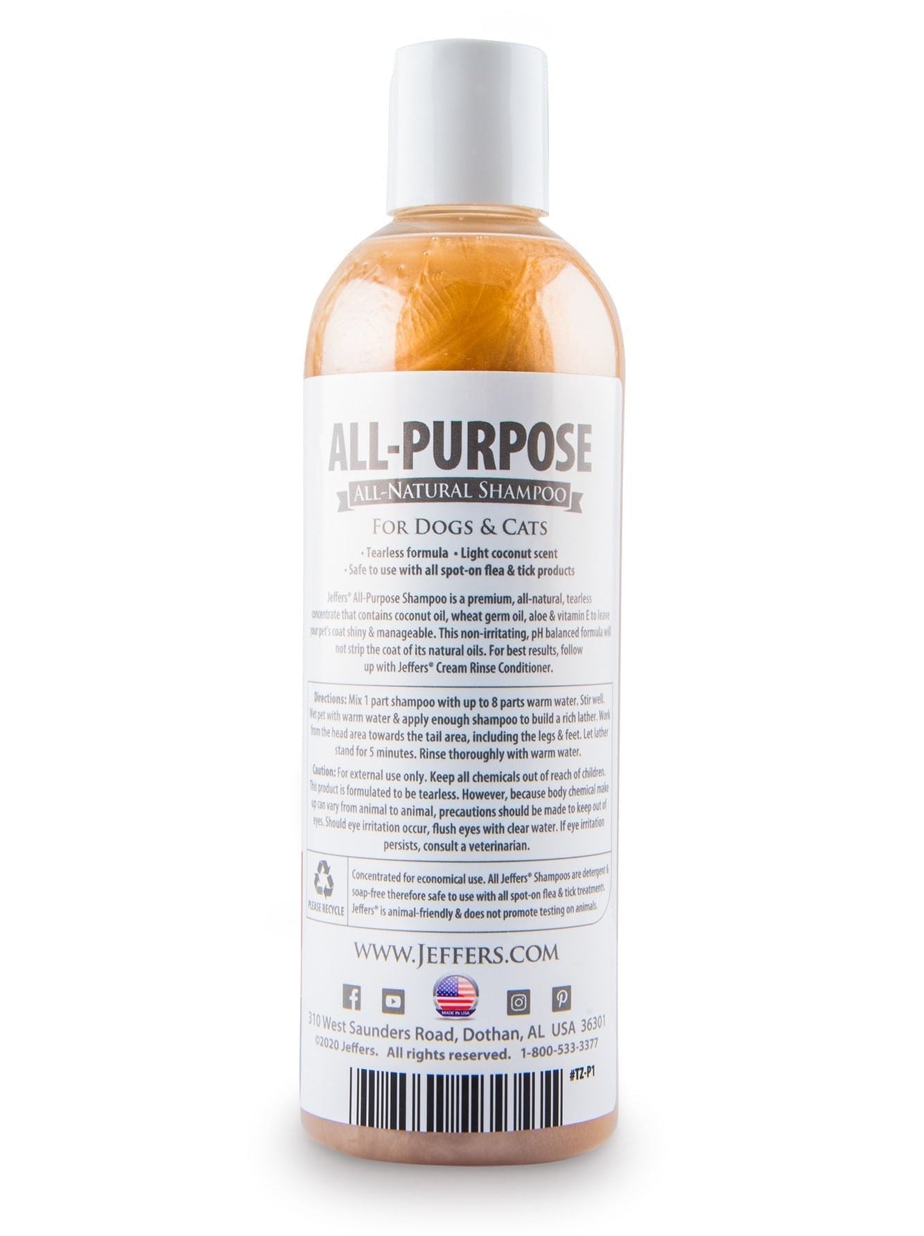 Jeffers Pet Tearless All-Purpose All-Natural Coconut Oil Shampoo for Dogs & Cats Animal & Pet Supplies > Pet Grooming > Pet Shampoo & Conditioner - Lazy Paper Club