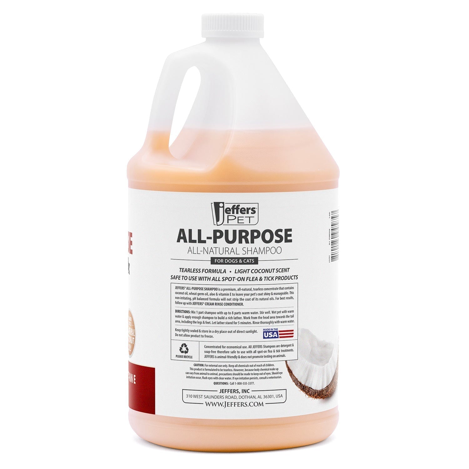 Jeffers Pet Tearless All-Purpose All-Natural Coconut Oil Shampoo for Dogs & Cats Animal & Pet Supplies > Pet Grooming > Pet Shampoo & Conditioner - Lazy Paper Club